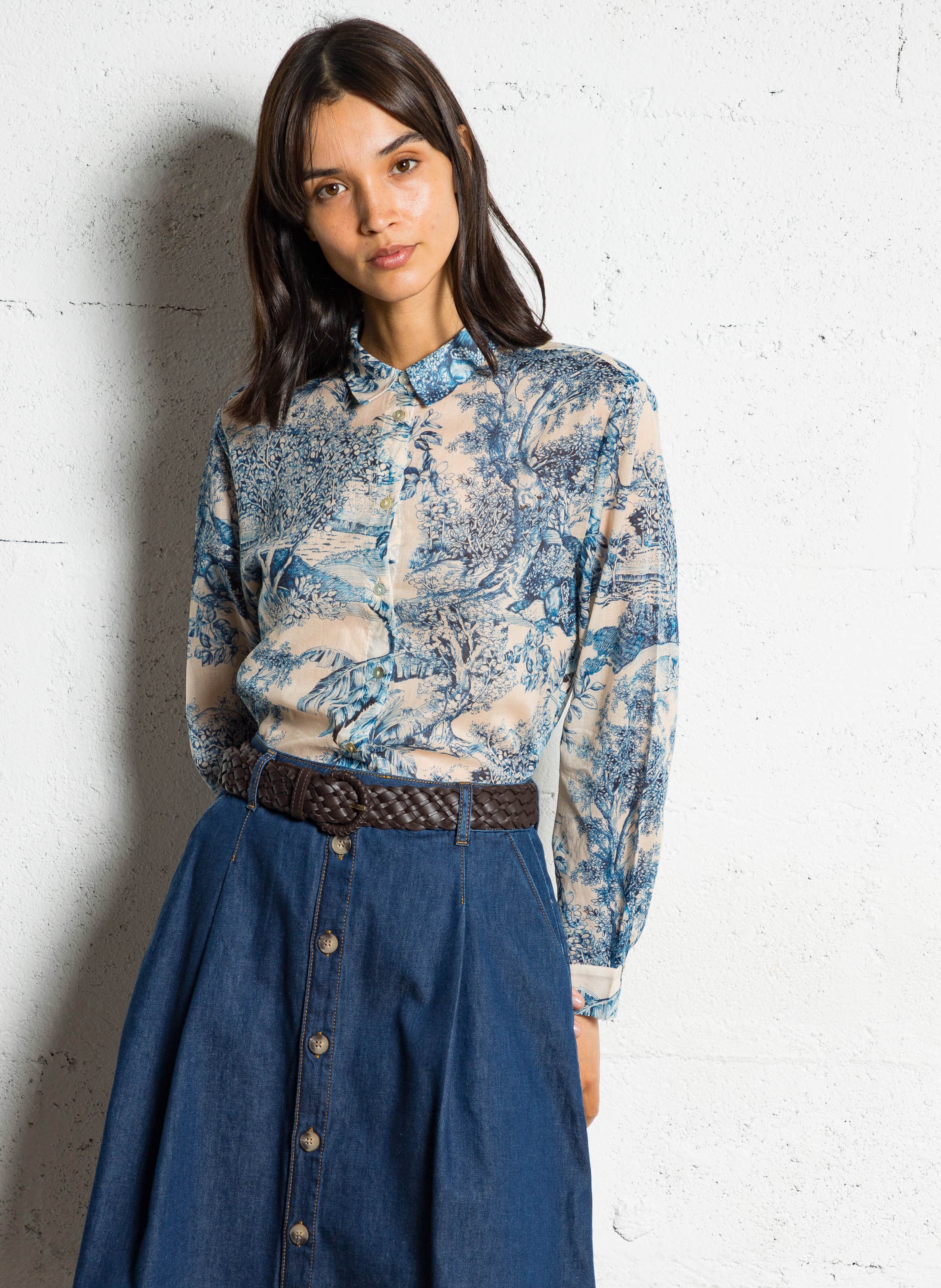 Braided leather belt MAISON 123 Brown