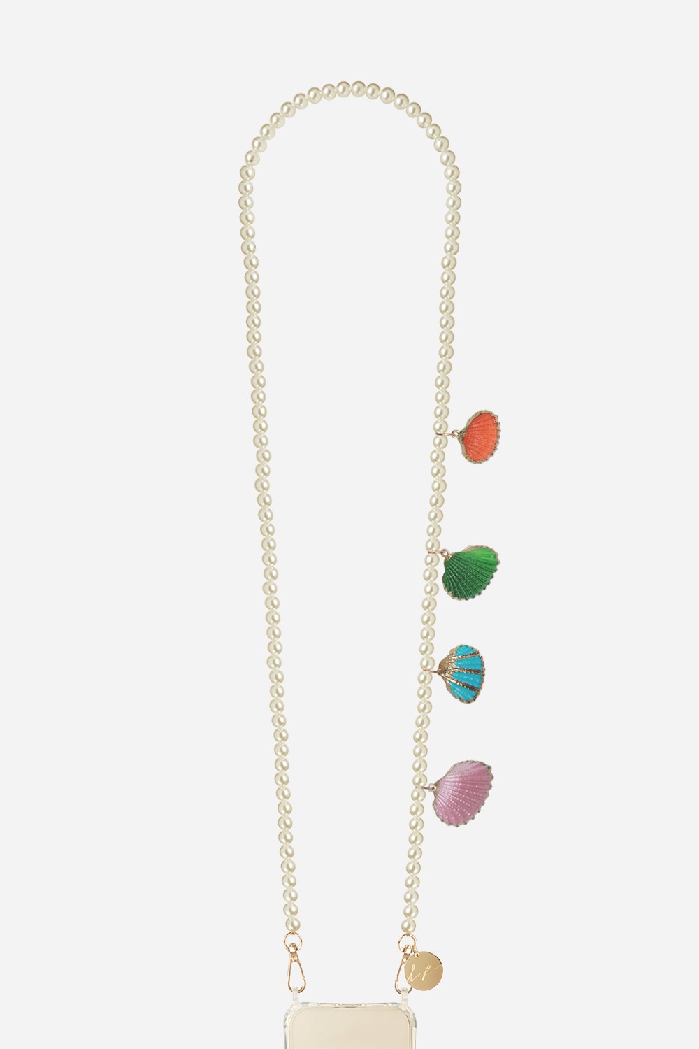Beaded phone chain LA COQUE FRANCAISE White