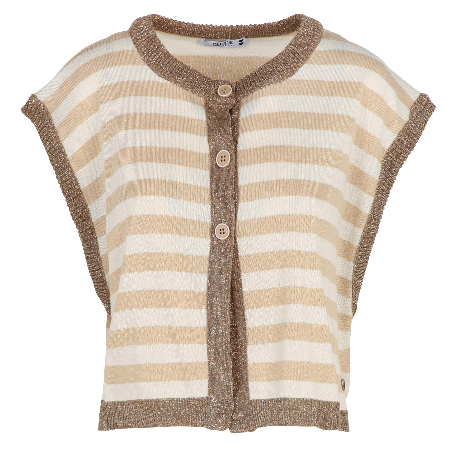 Gestreepte mouwloze vest van gemengd katoen PLEASE Veelkleurig