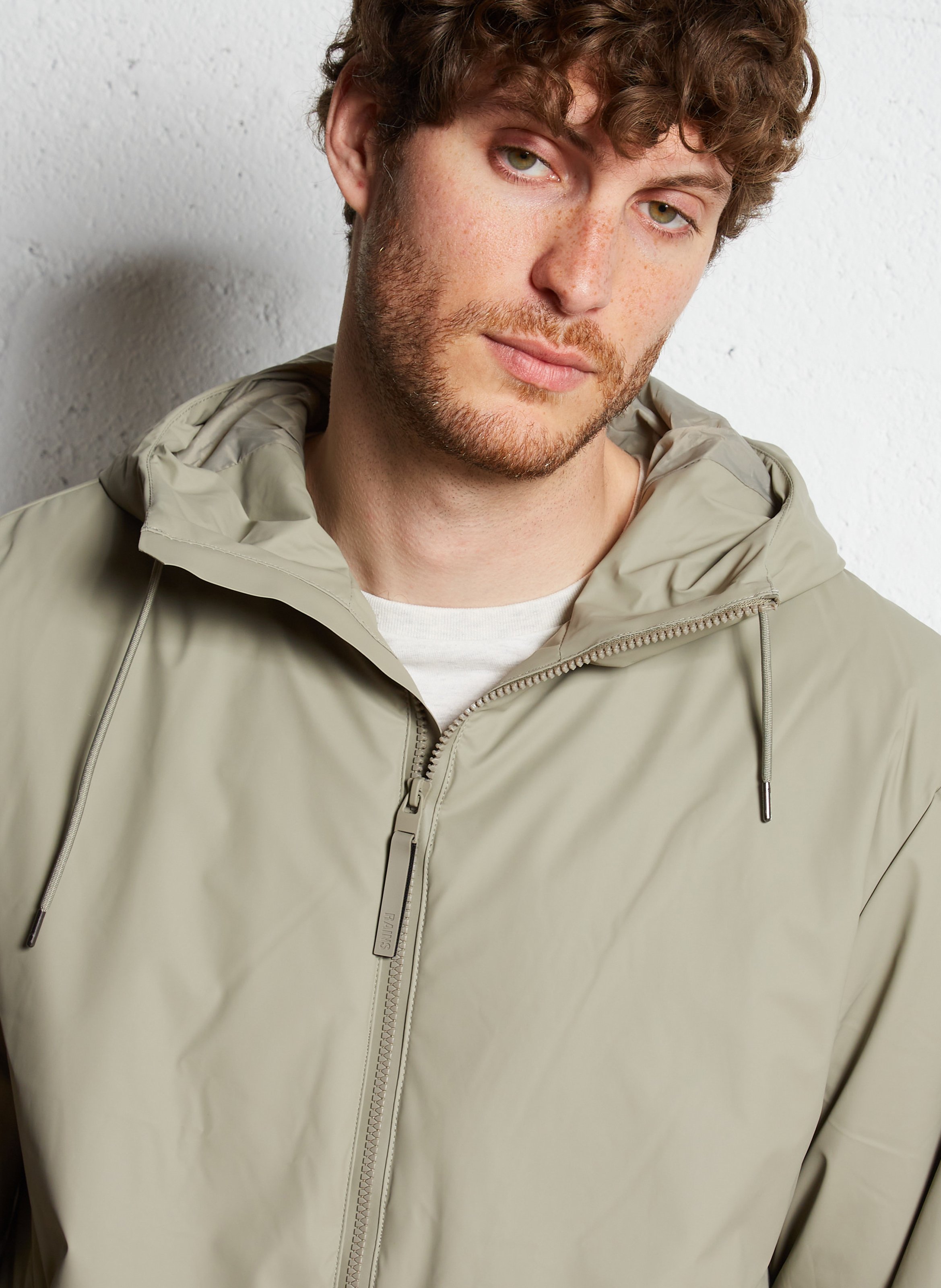 Imperméable droit col montant à capuche RAINS Vert