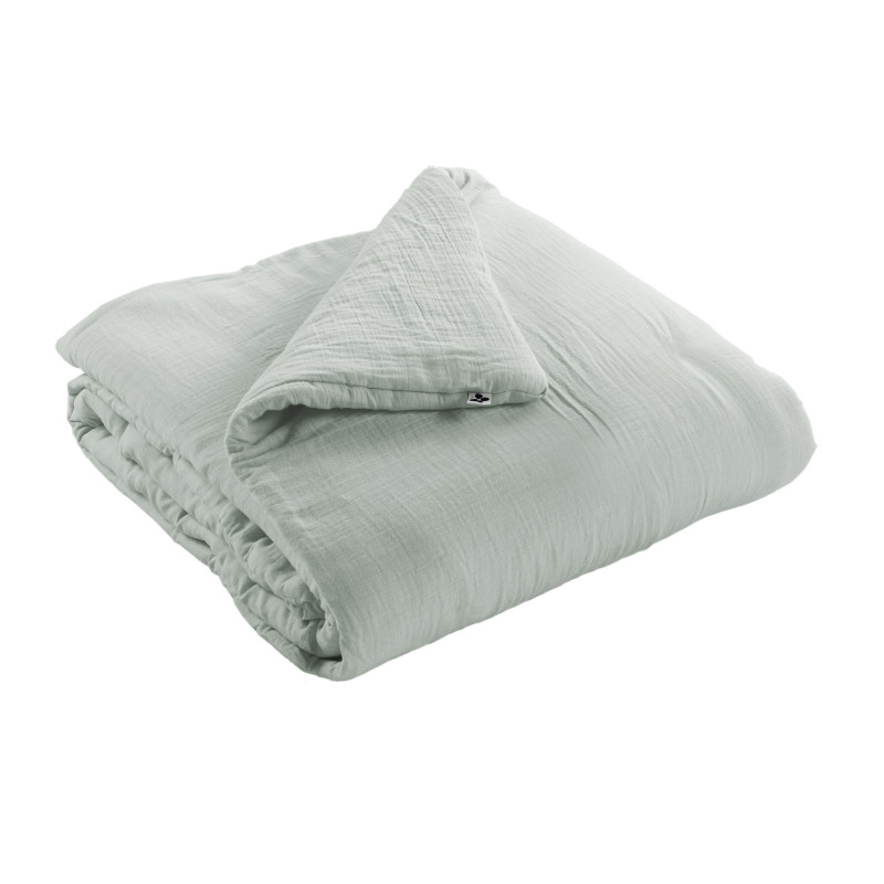 Cotton gauze bedspread or end-of-bed throw L'EFFET PAPILLON Green
