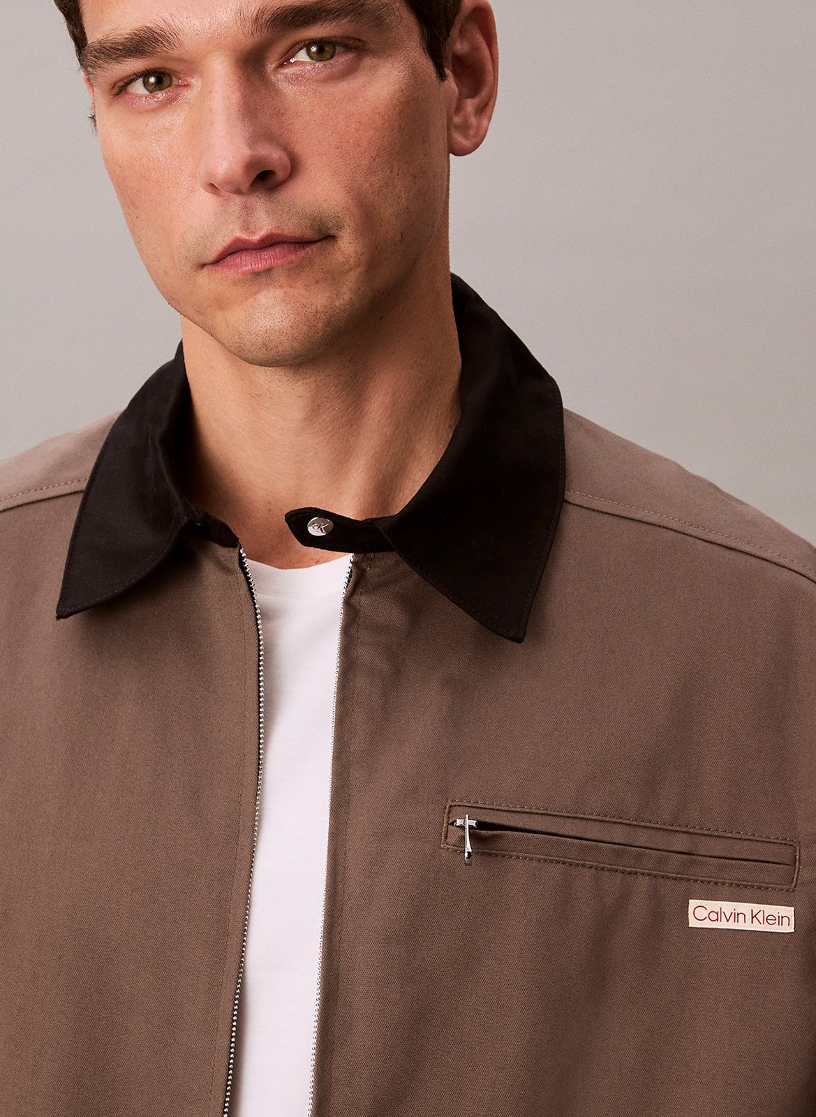 Veste zippée droite unie CALVIN KLEIN Gris