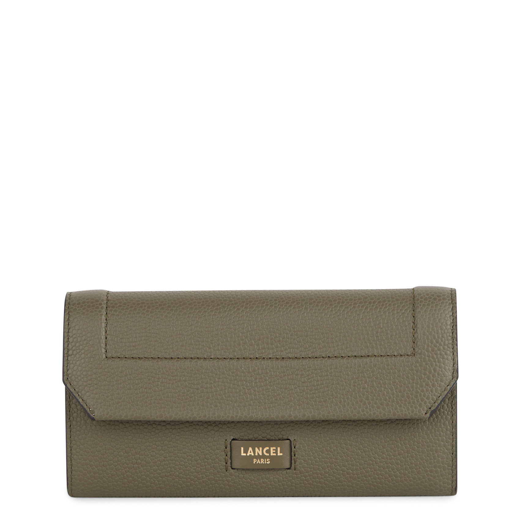 Portefeuille à rabat en cuir grainé  Kaki fonce kaki fonce