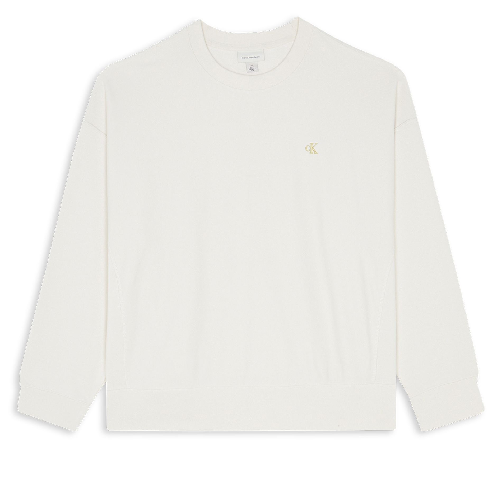 Sweat col rond droit avec broderie logo CALVIN KLEIN Blanc