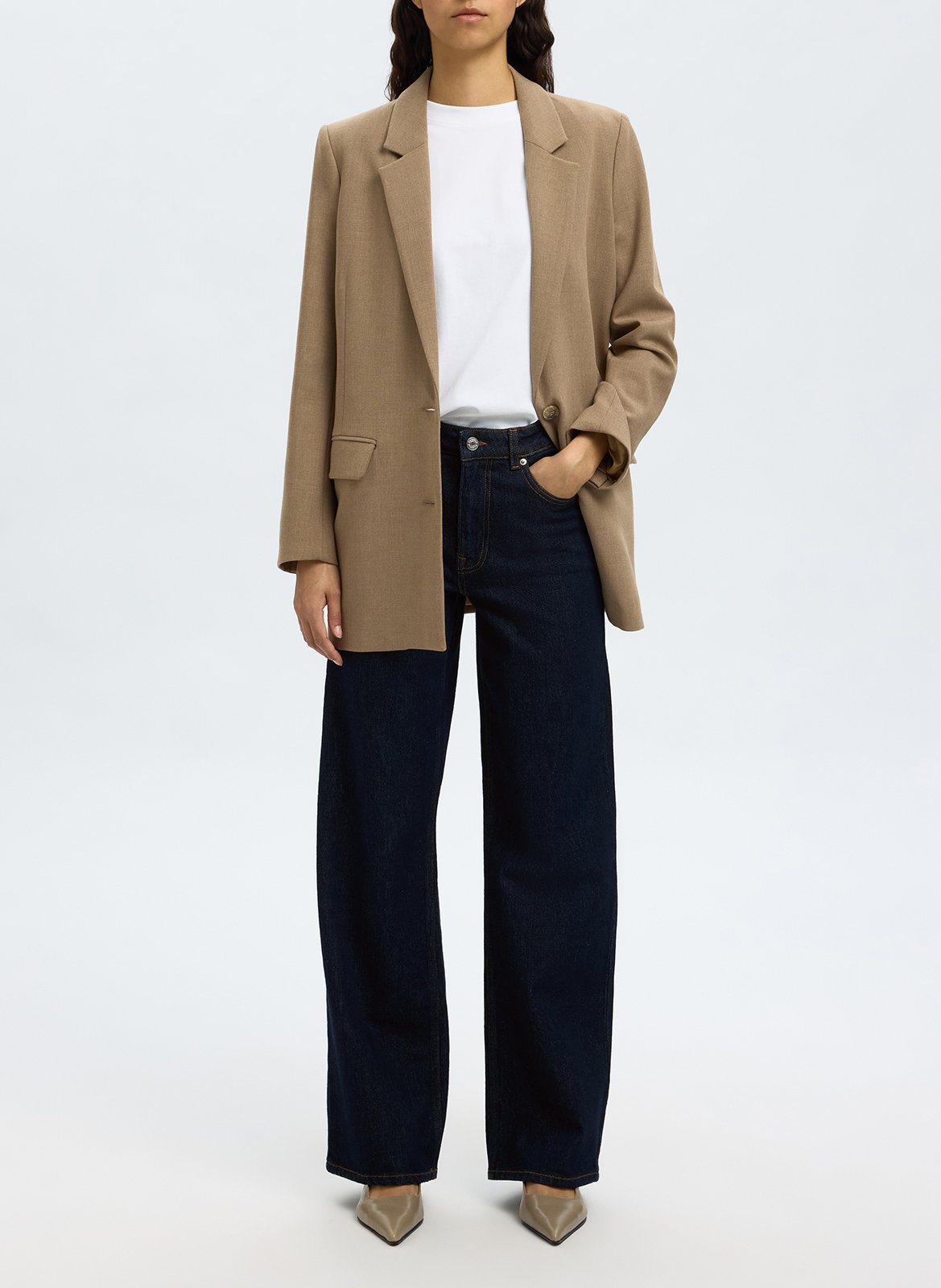 Jean patte d'eph en coton bio mélangé SELECTED Bleu