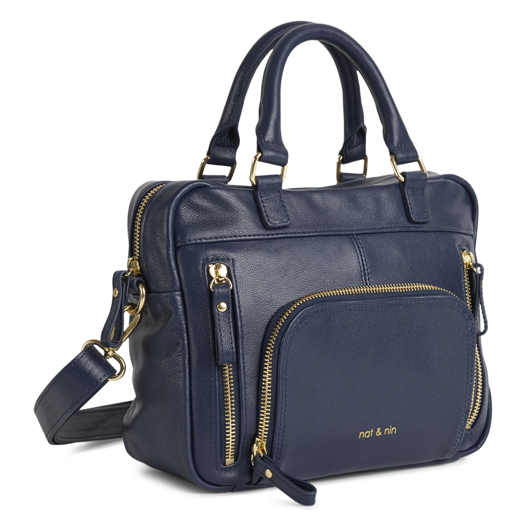 Sac à main multipoches en cuir NAT & NIN Bleu