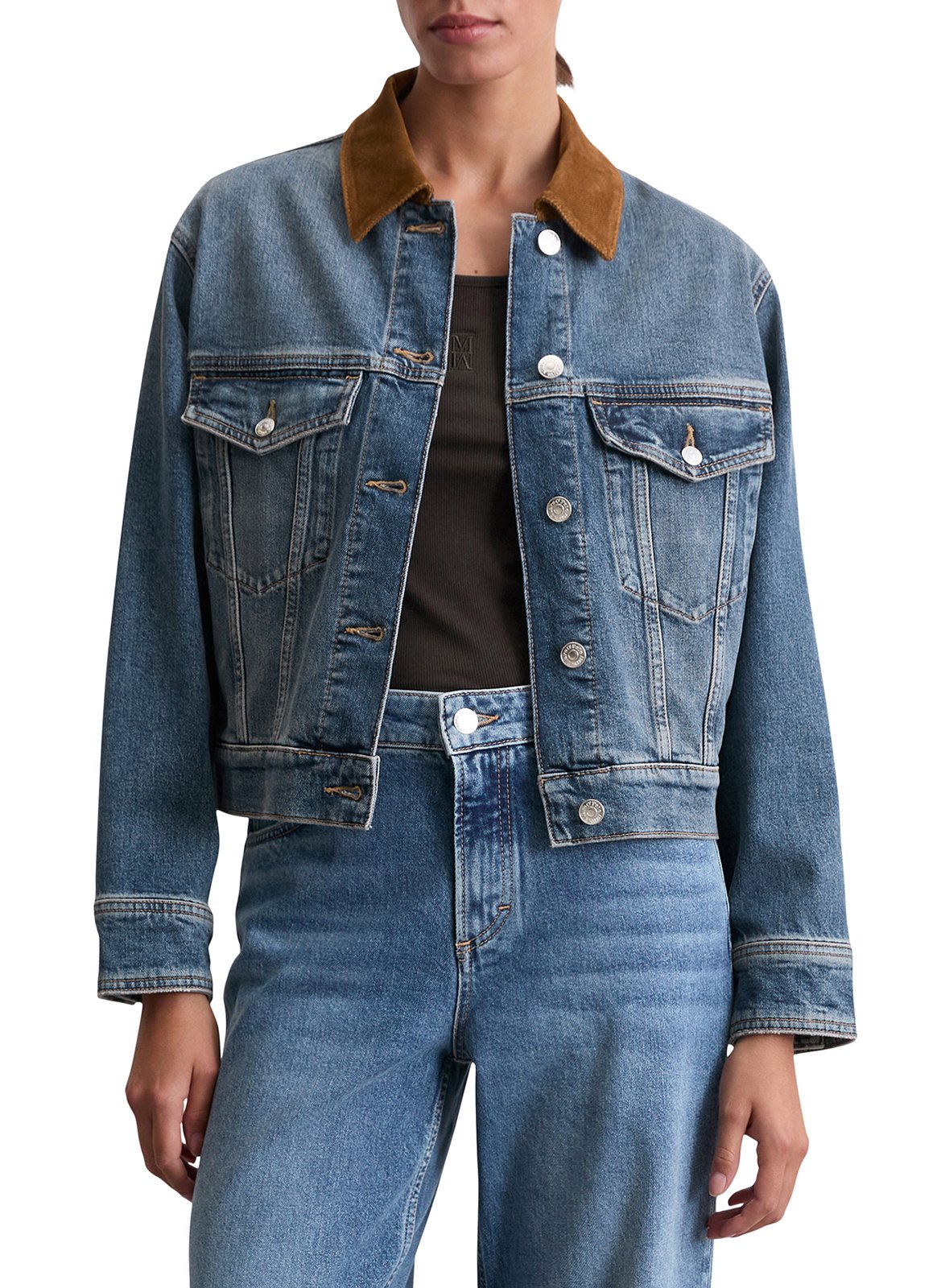 Veste courte en denim à col côtelé MARC O&#039;POLO Bleu