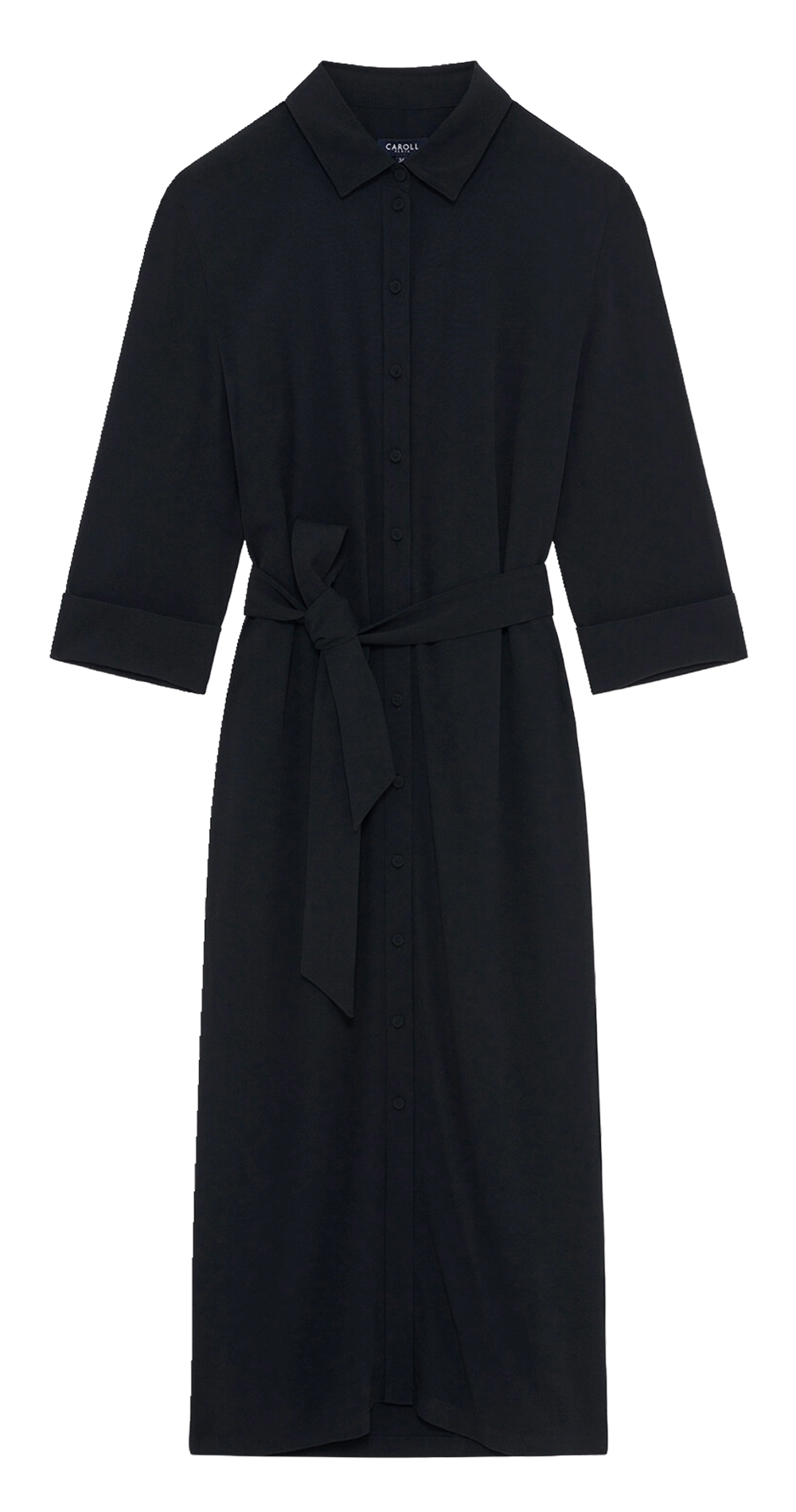 Robe midi col classique  CAROLL Noir