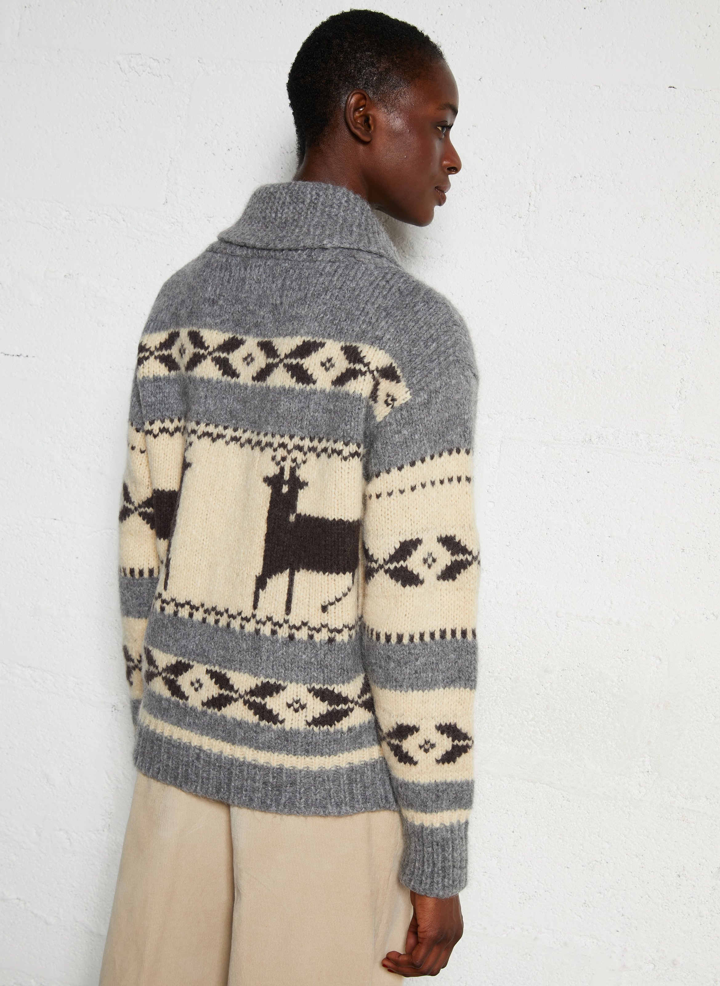 Ritsvest met print in gemengde wol LEON & HARPER Beige