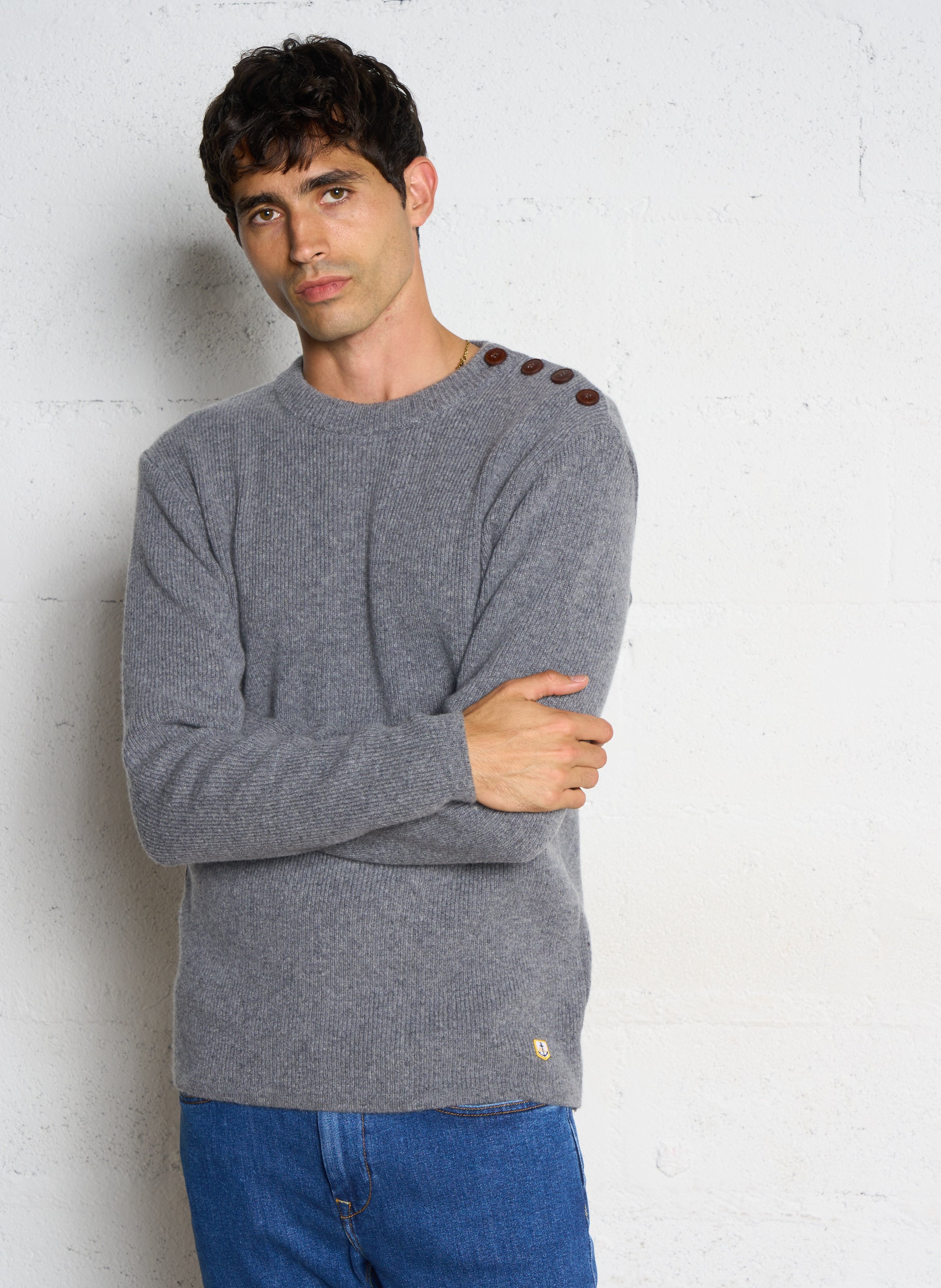 Trui van lamswol met ronde hals ARMOR LUX Grijs