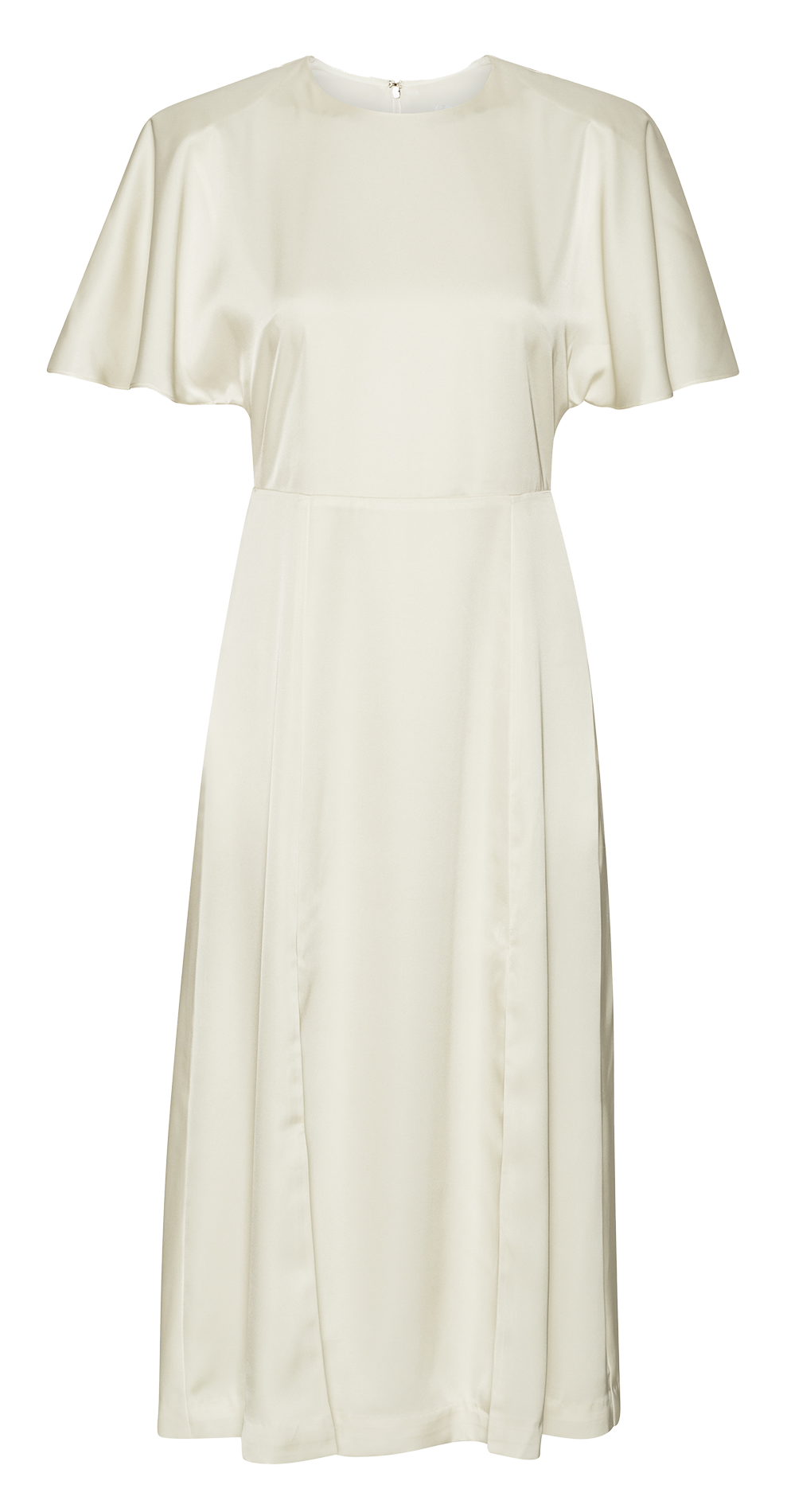 Long round neck satin dress ROTATE White