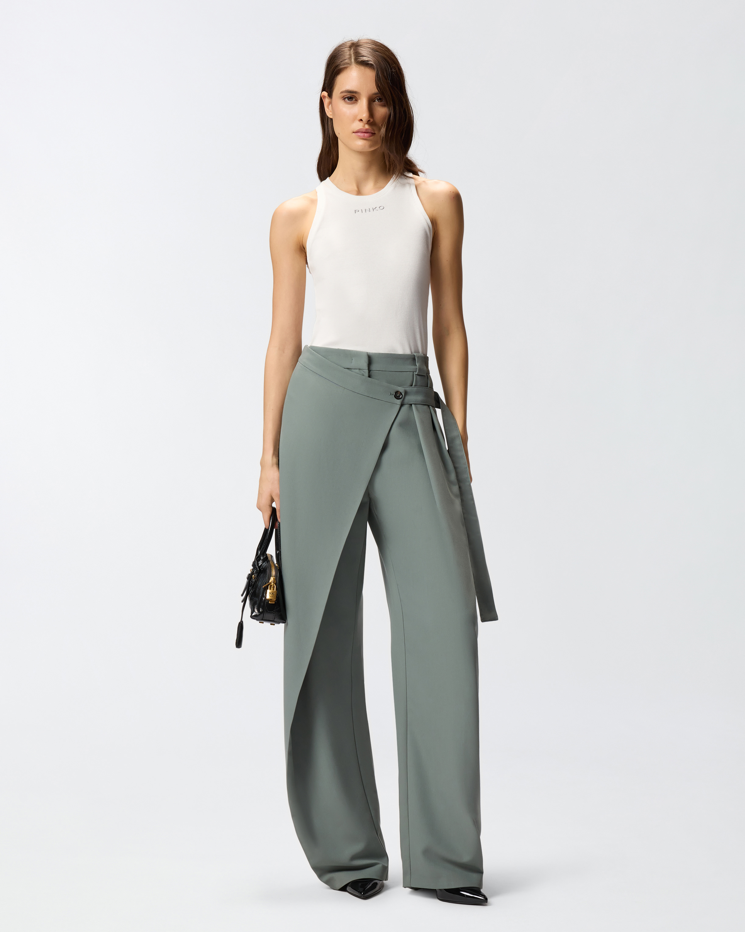 Wide leg wrap trousers PINKO Green