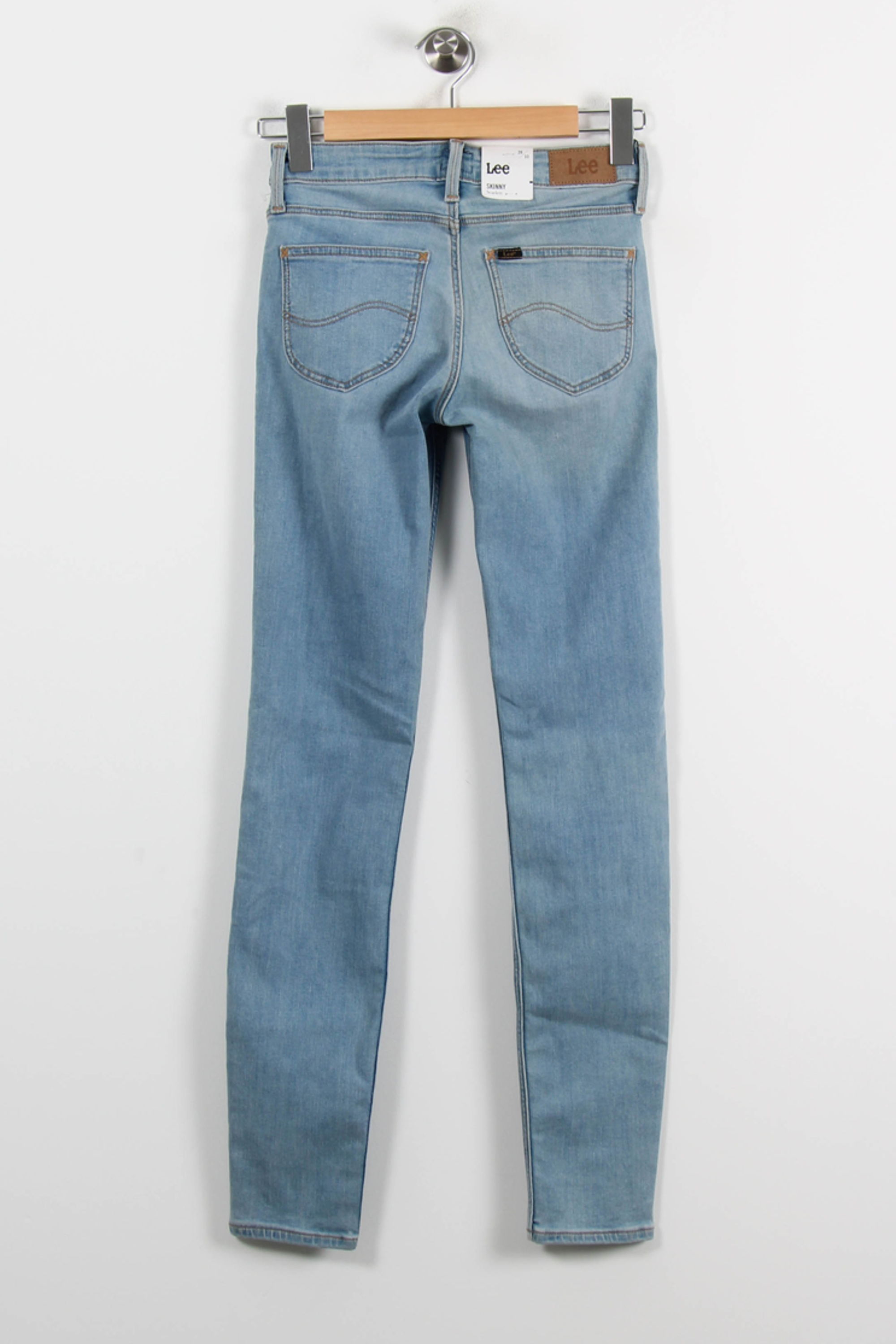 Cropped slim jeans with studs LEE - Seconde Main Blue