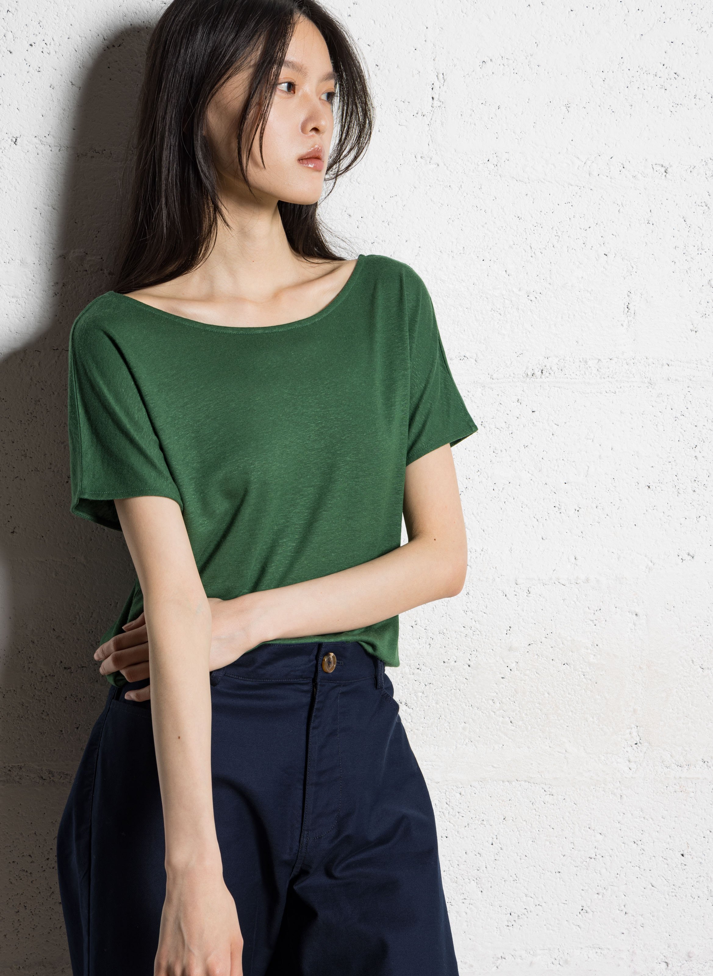 Tee-shirt manche courtes fluide uni NICE THINGS Vert