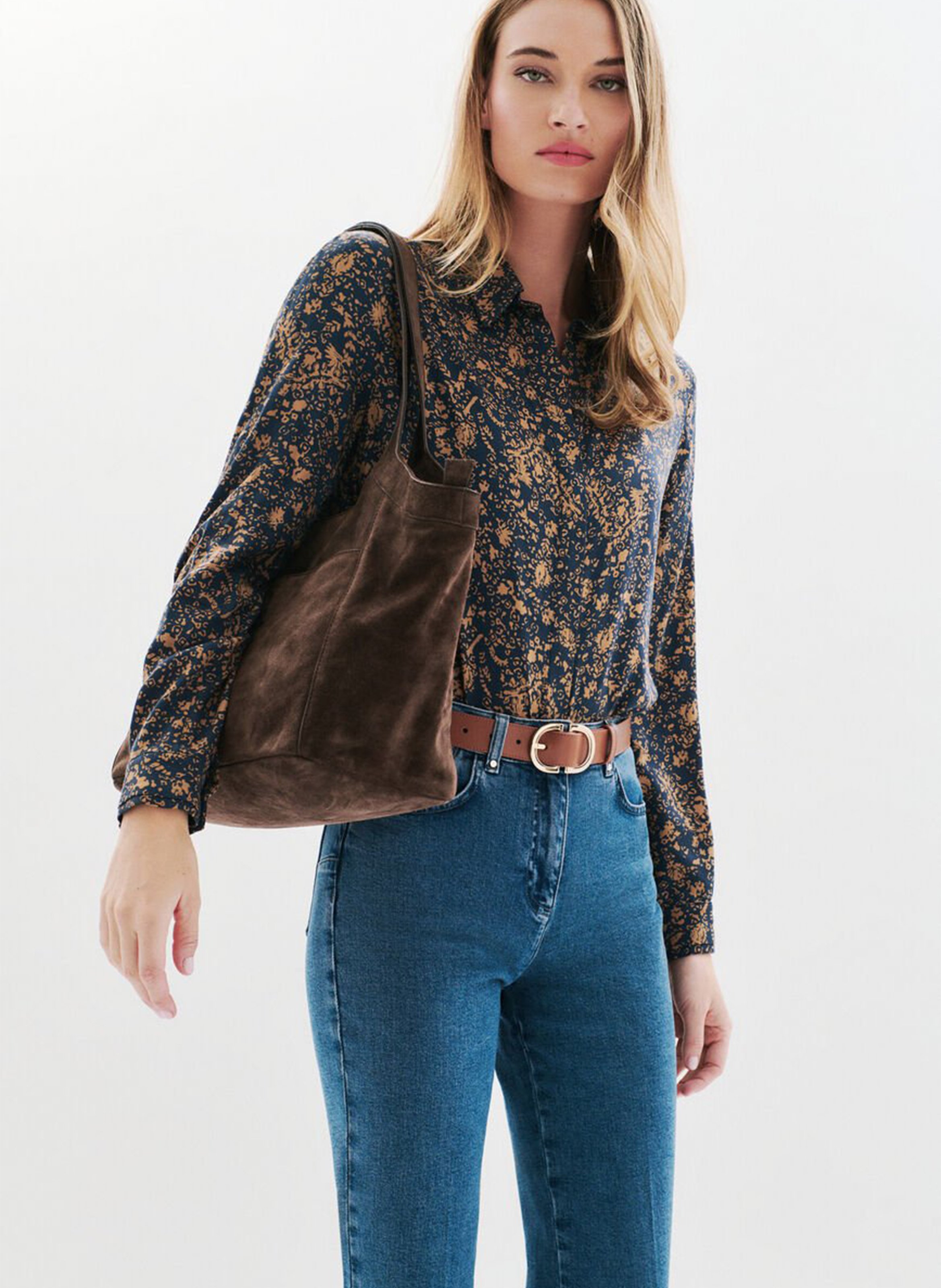 Straight printed shirt with classic collar CAROLL Black