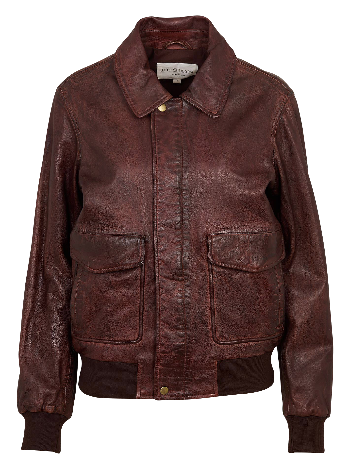 Straight leather jacket with distressed effect MAISON 123 Red