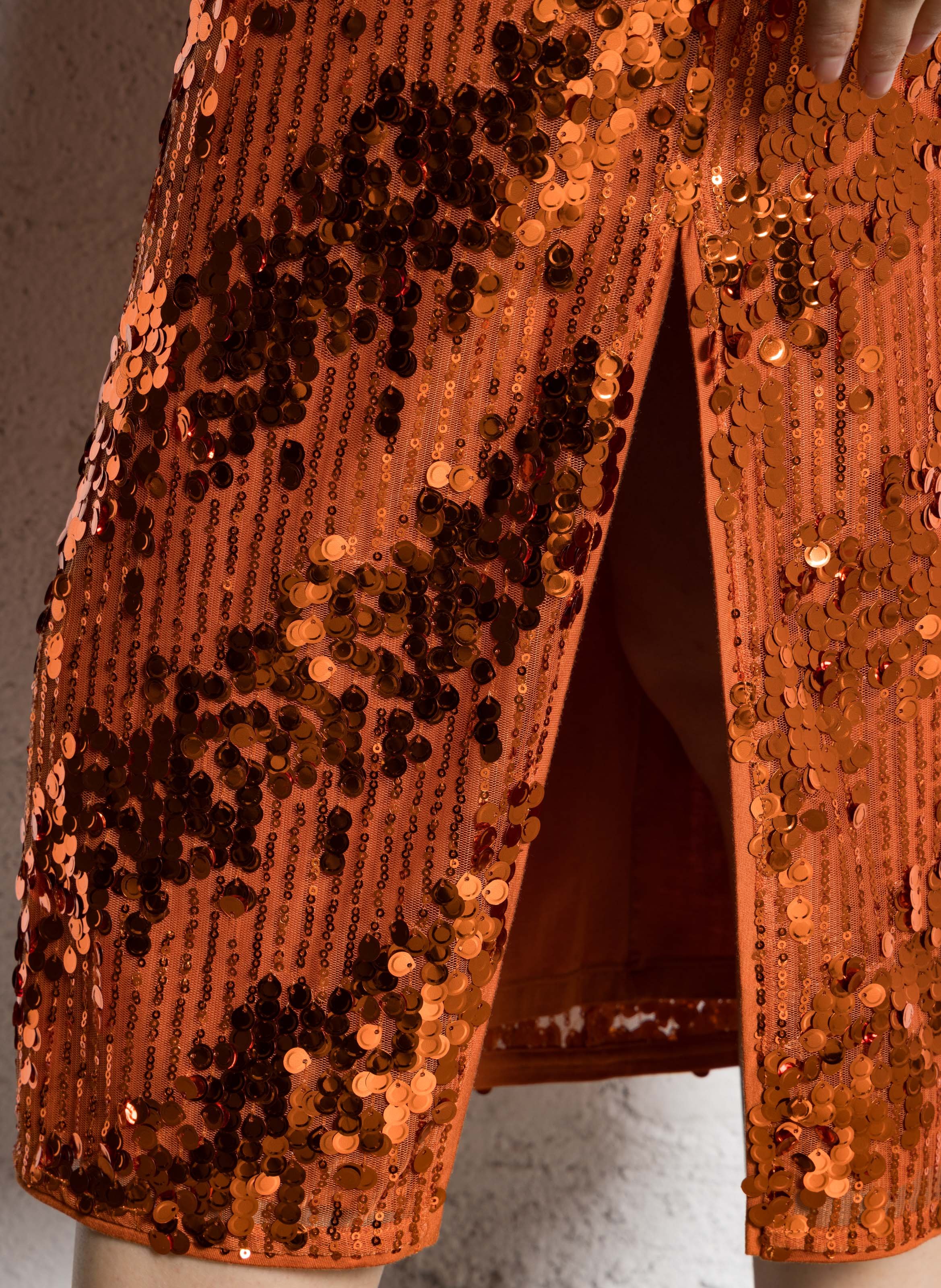 Halflange rok met lovertjes IKKS Oranje