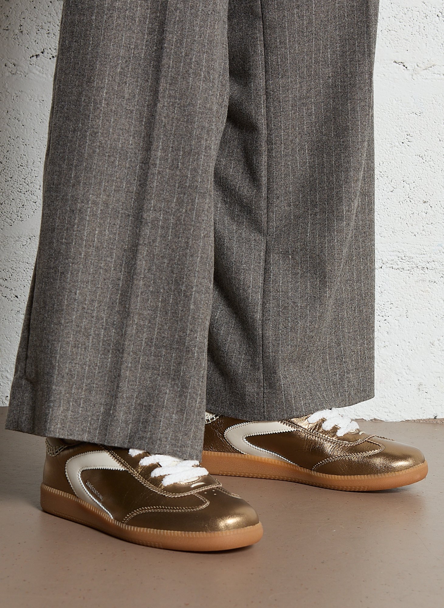 Baskets basses en cuir métallisé 0'105 Doré