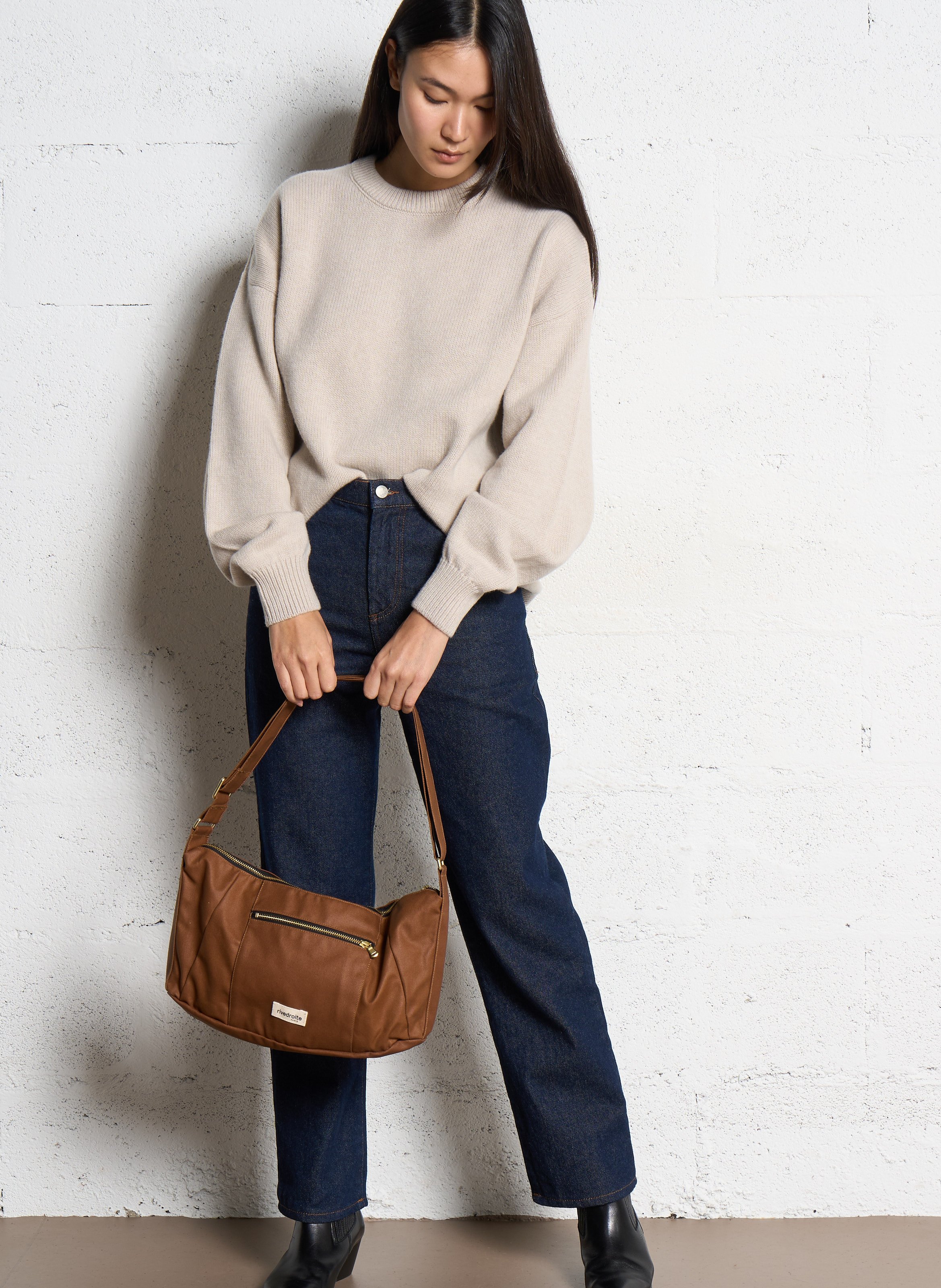 Plain shoulder zippered bag RIVEDROITE PARIS Brown