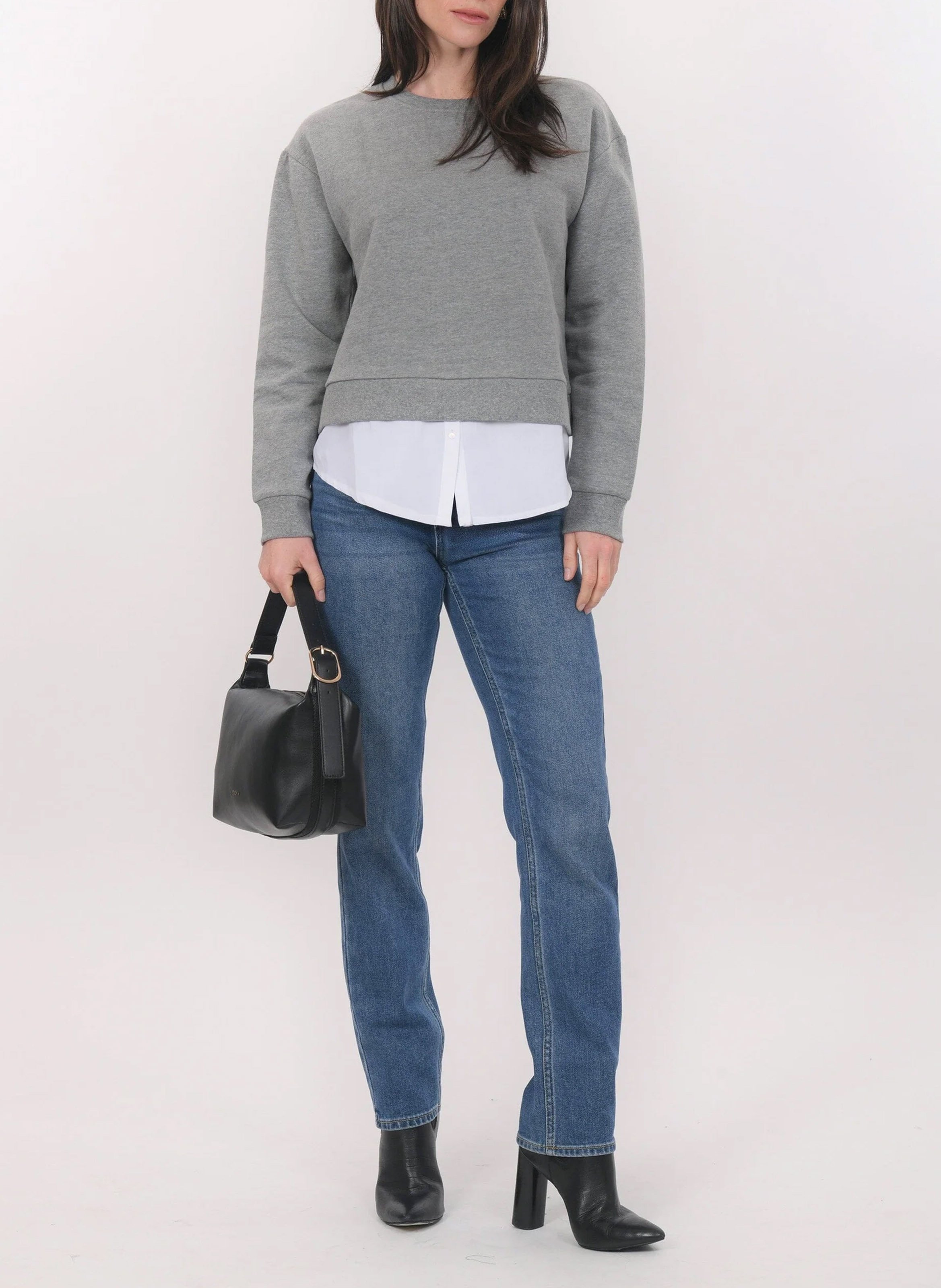 Sweat droit avec superposition chemise KOOKAI Gris