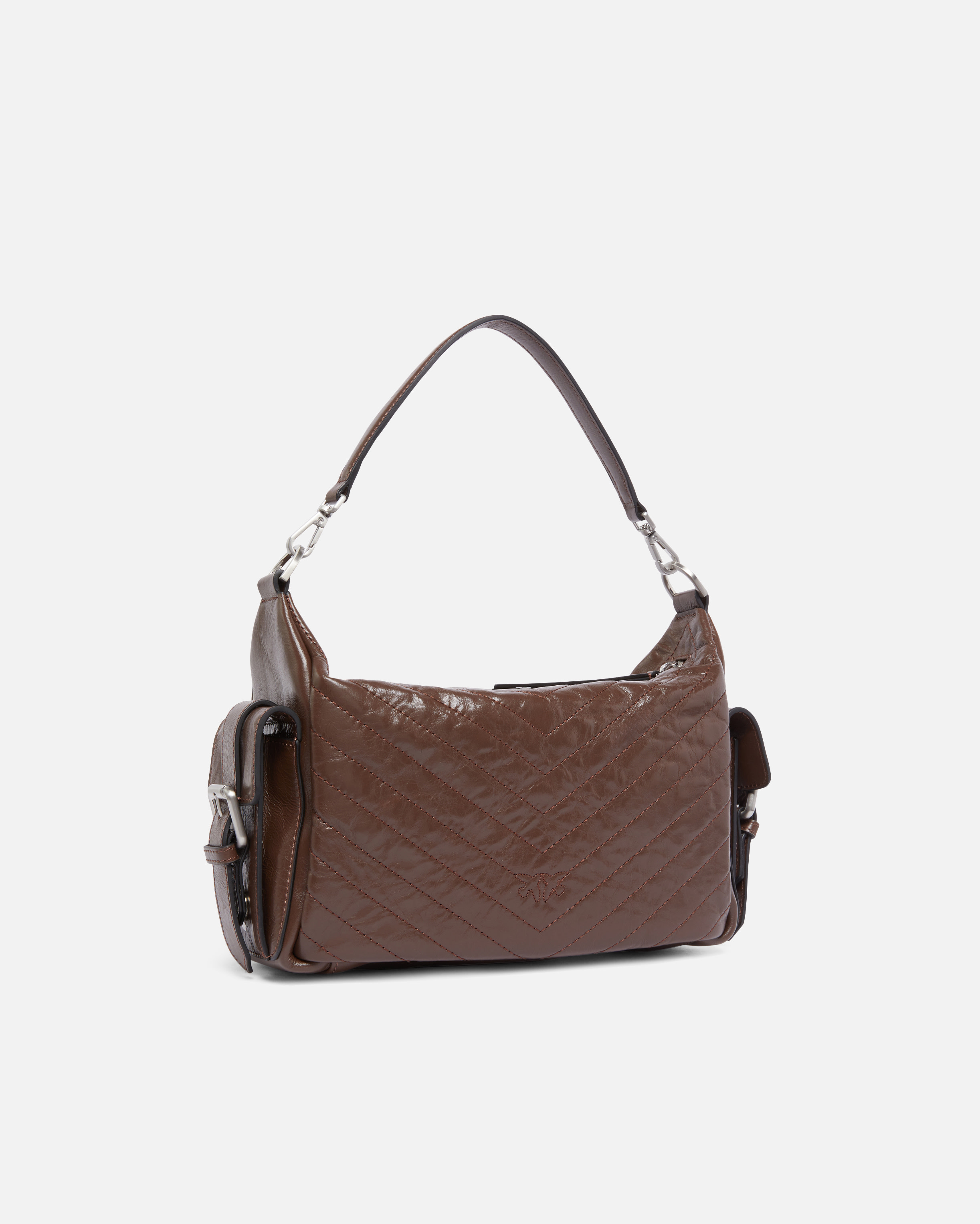 Medium cargo bag in leather with pockets Brown