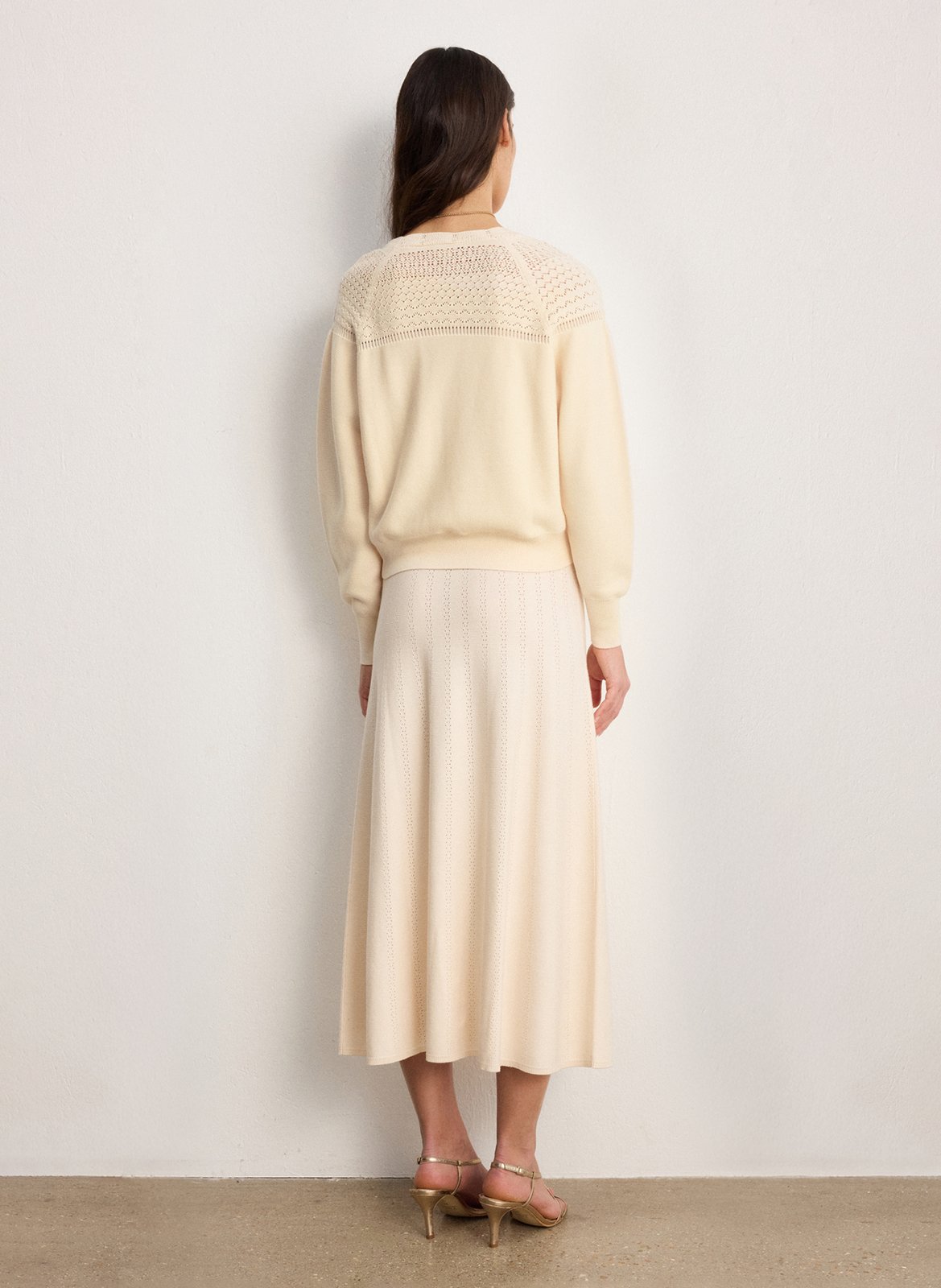 Ärmelloser Pullover mit Schnürung aus Baumwolle und Wolle PABLO Beige