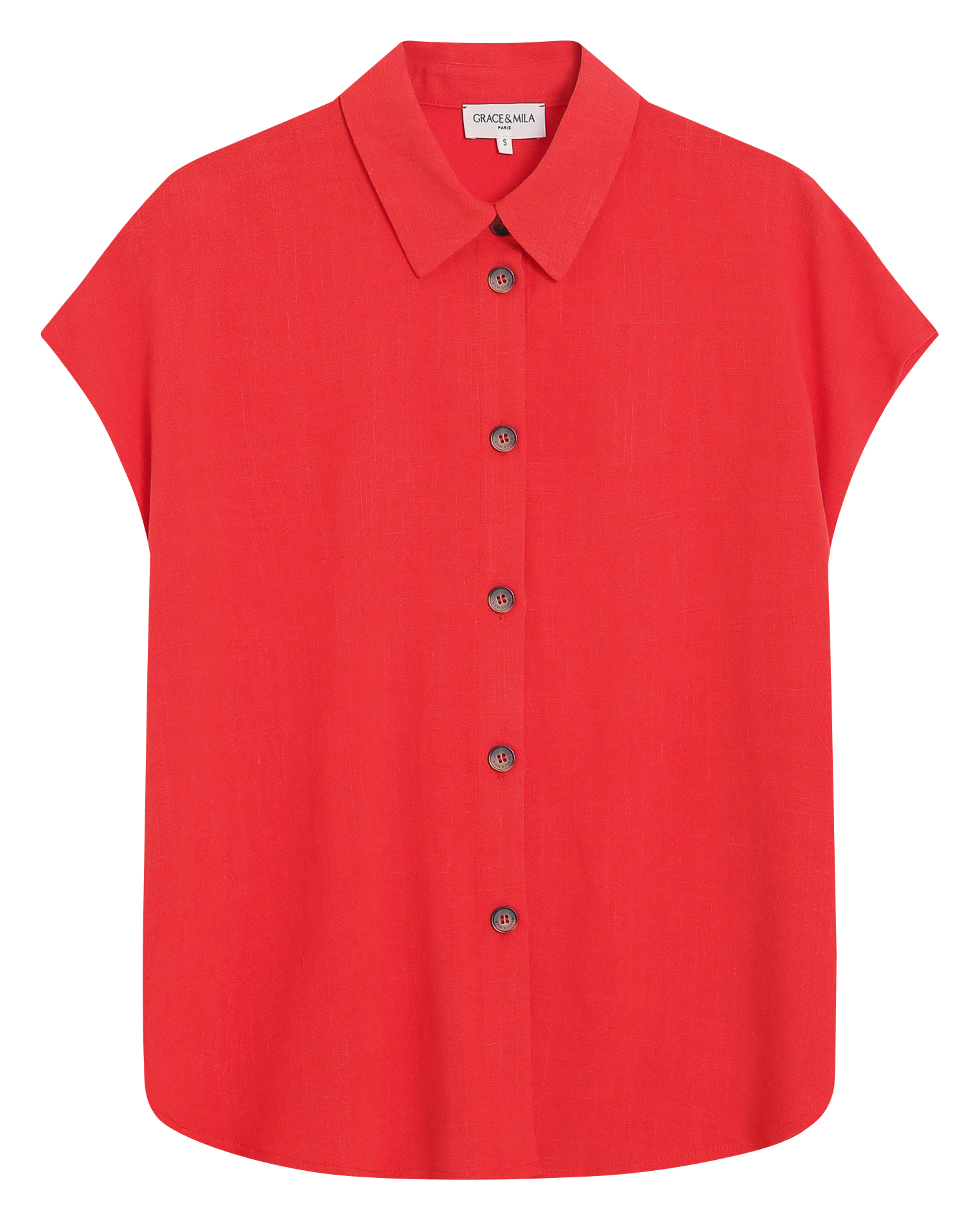 Chemise manches courtes unie GRACE ET MILA Rouge