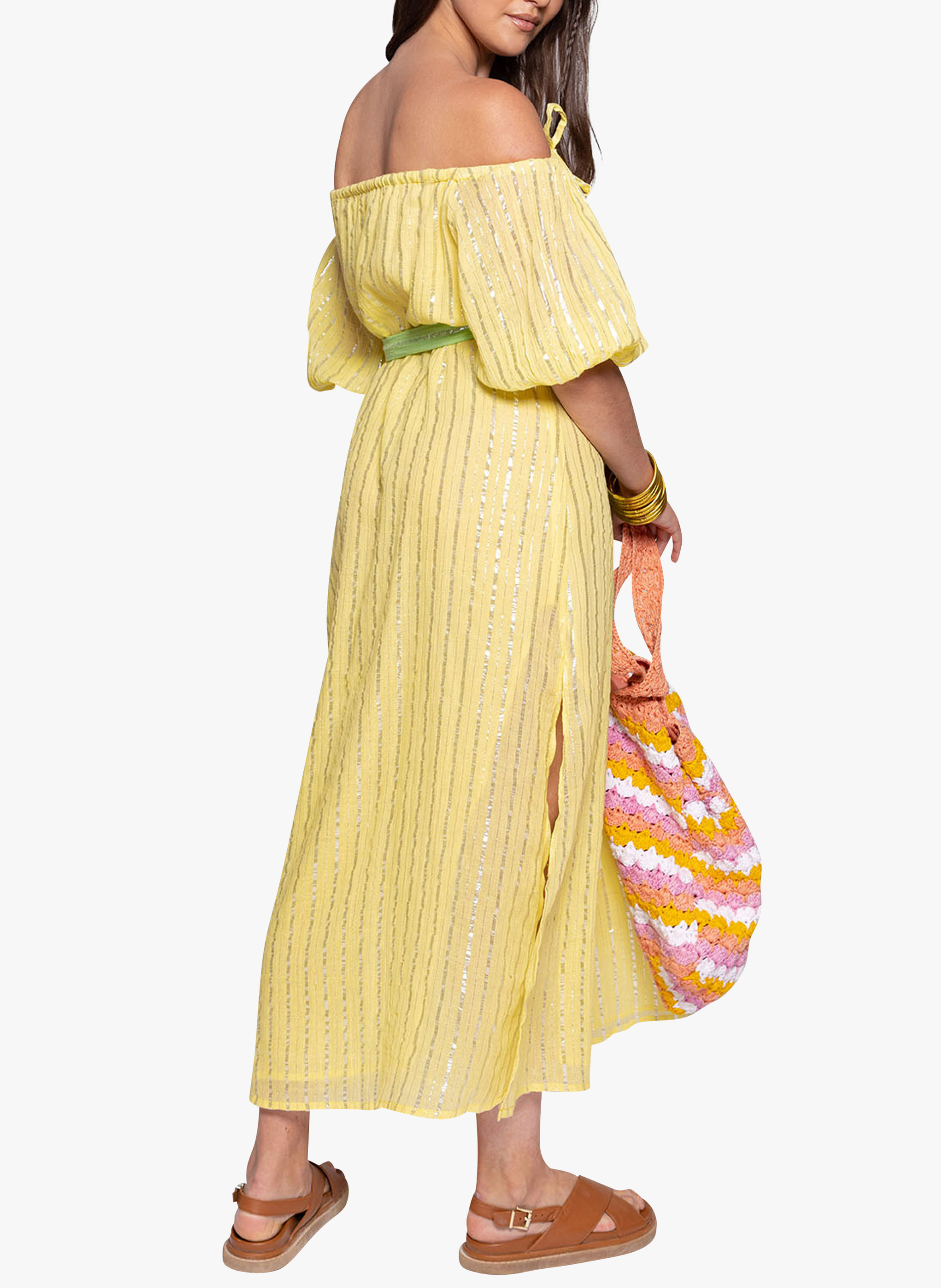Robe midi à épaules dénudées SUNDRESS Jaune