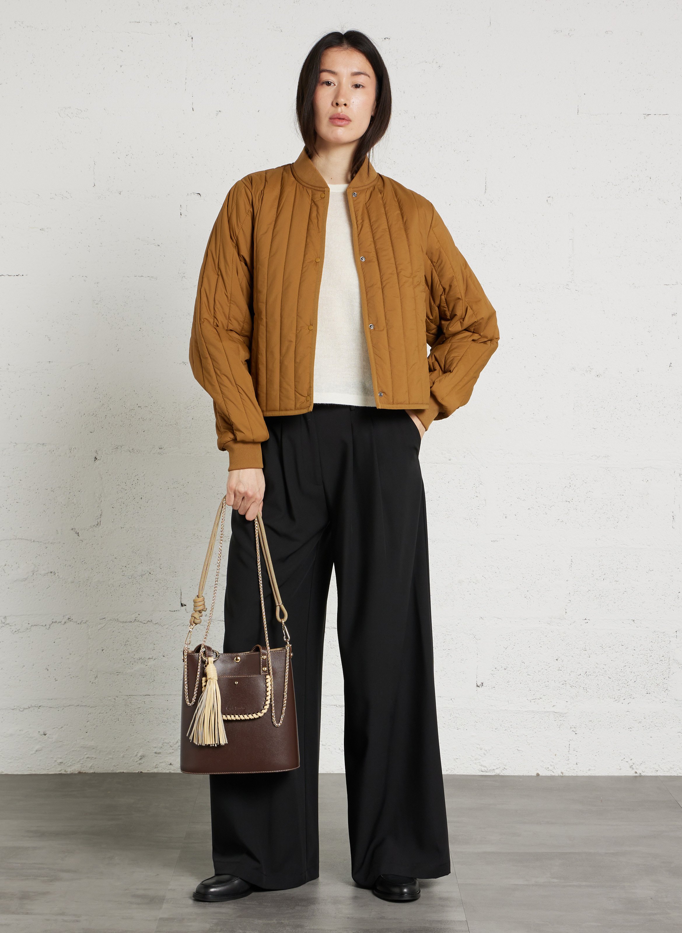 Pantalon palazzo uni à pinces PLEASE Noir