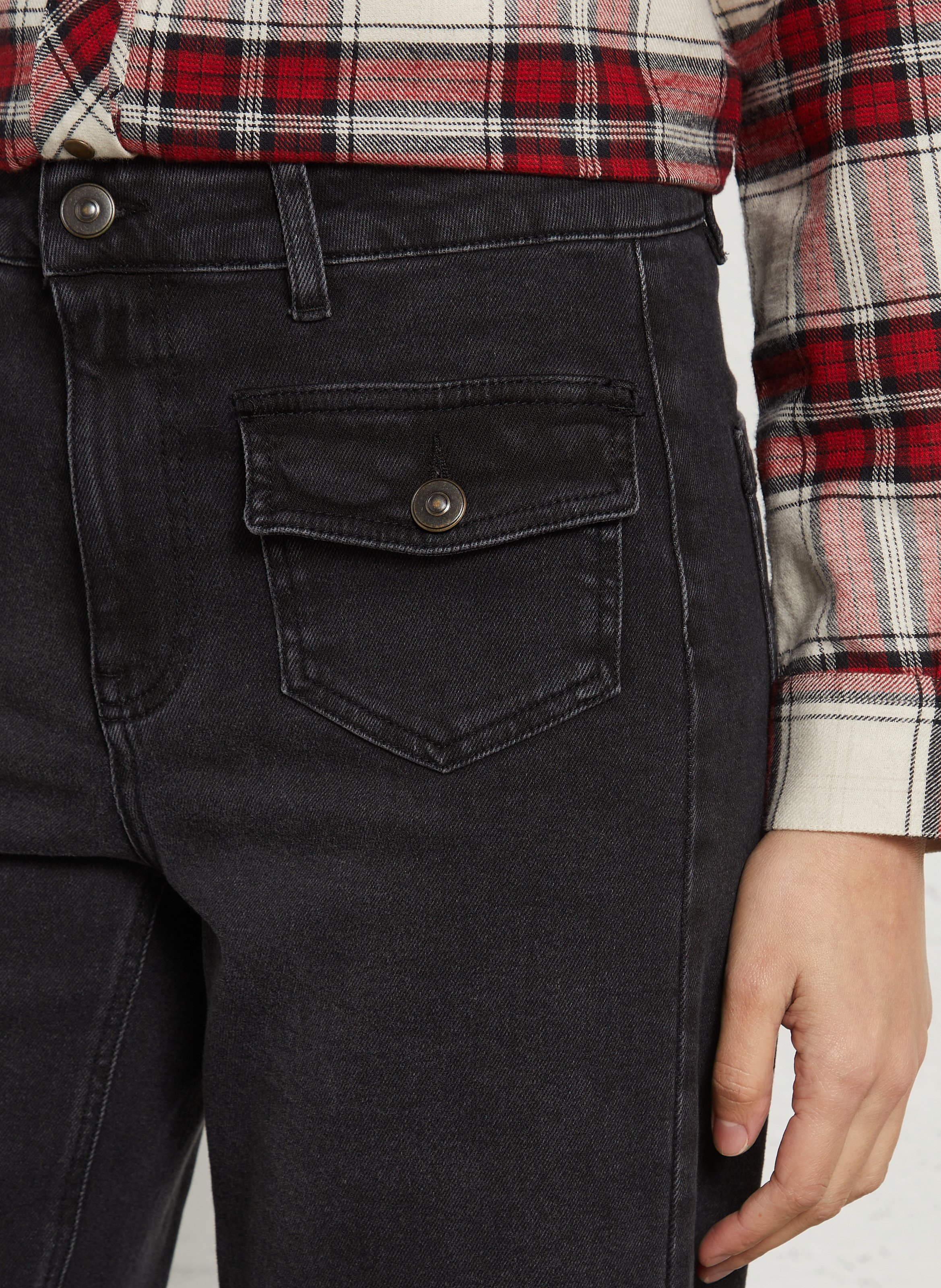 Hohe Taille Wide Leg Jeans mit Taschen MAISON 123 Schwarz