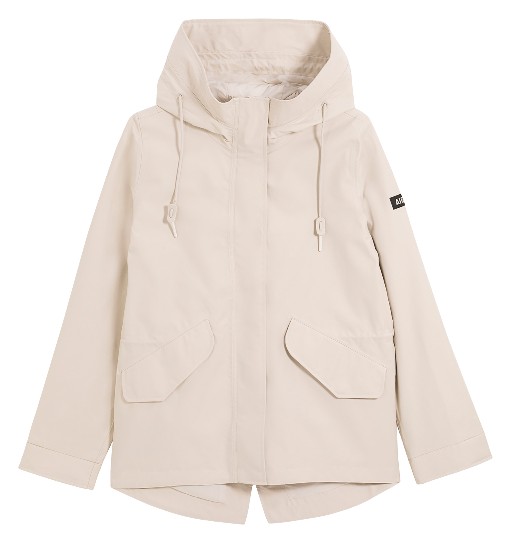 Plain zip-up parka with hood AIGLE Beige