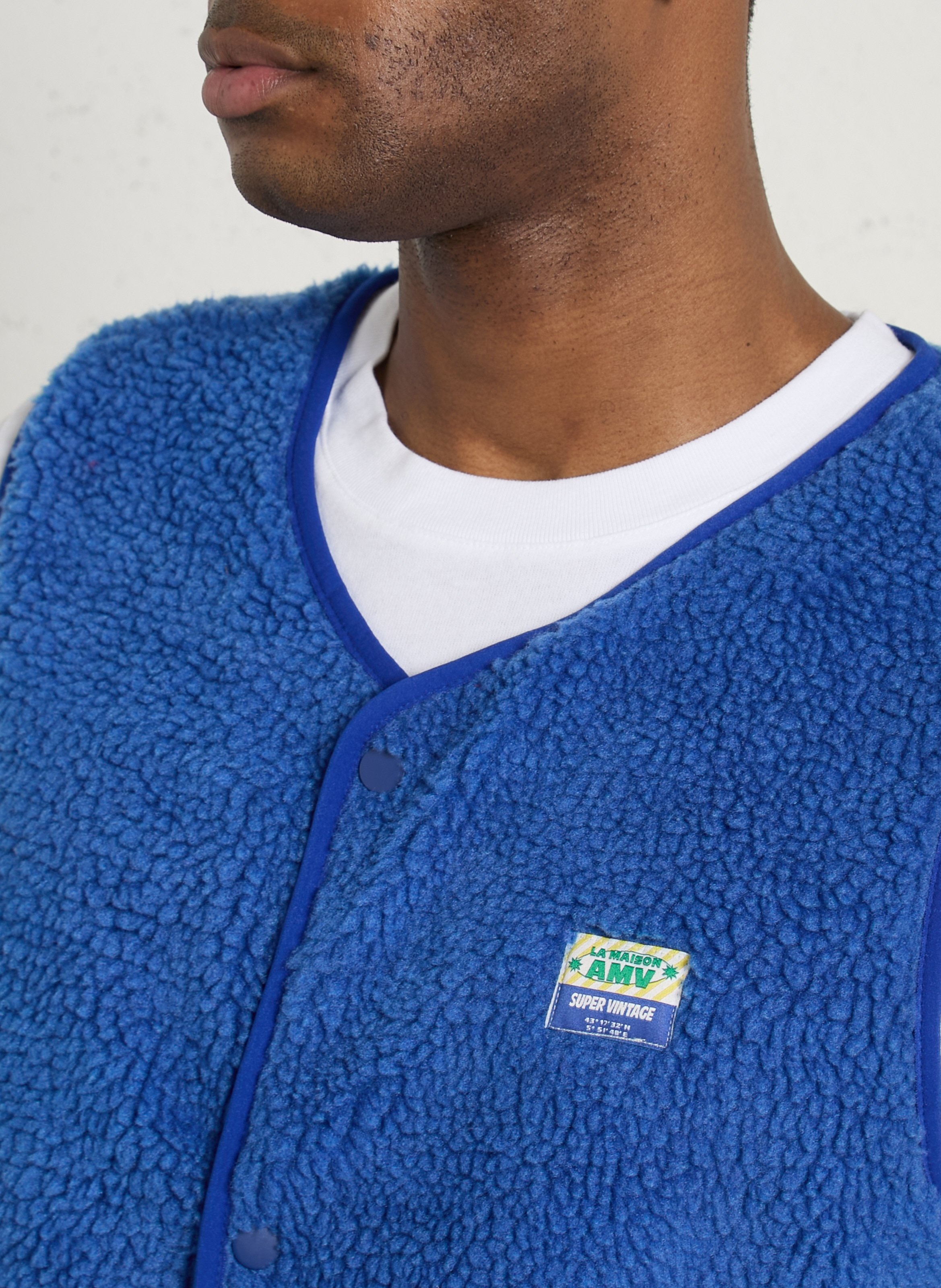 Round-neck sherpa jacket AMERICAN VINTAGE Blue