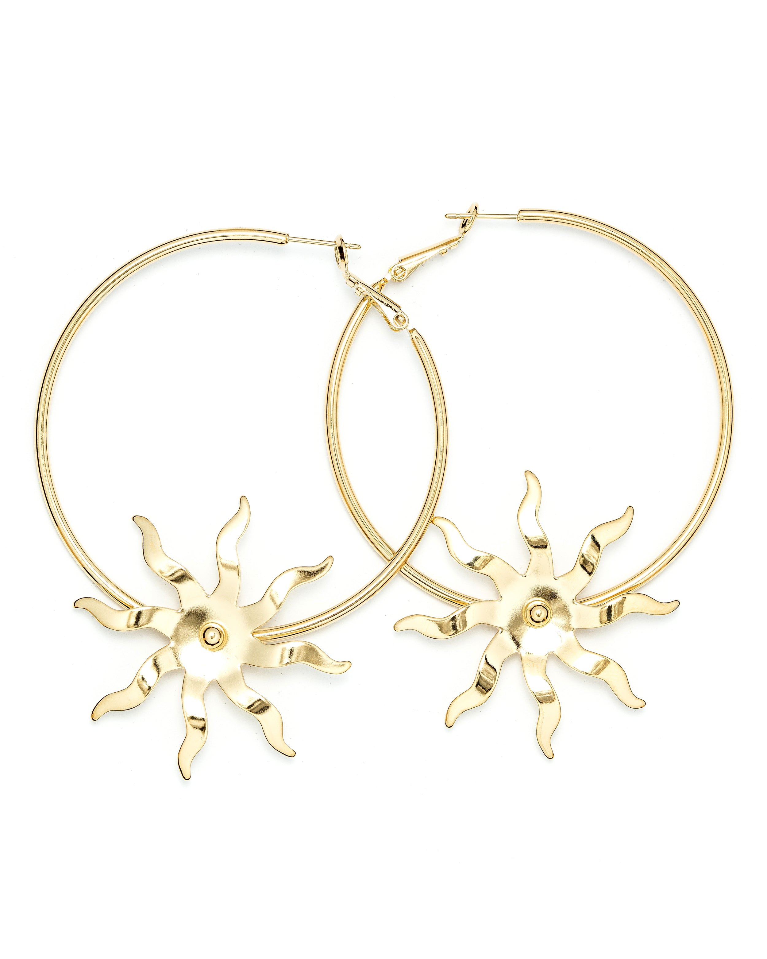 Sun-shaped gold-plated hoop earrings MONSIEUR SIMONE Golden