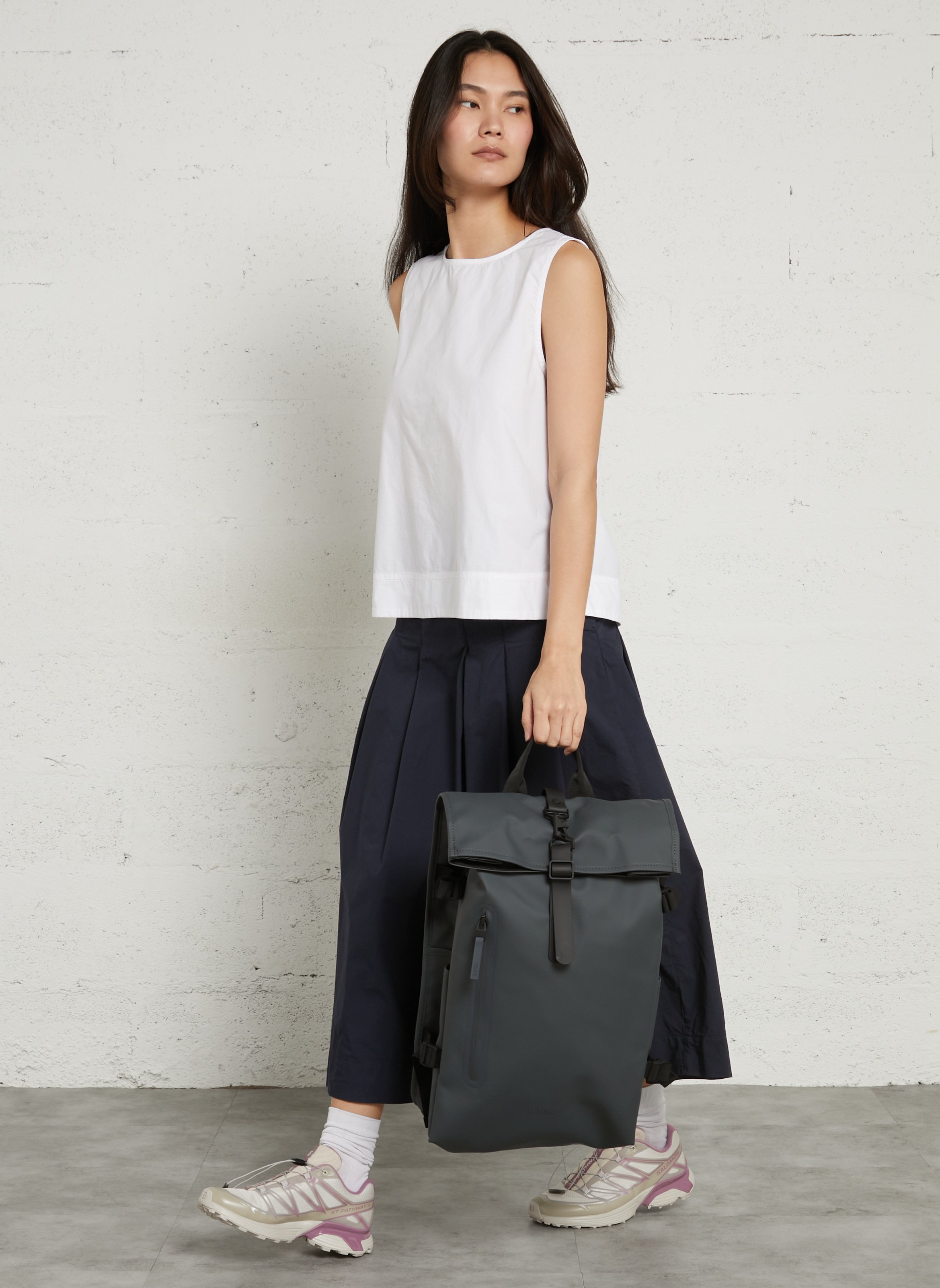 Waterproof roll-top backpack RAINS Grey