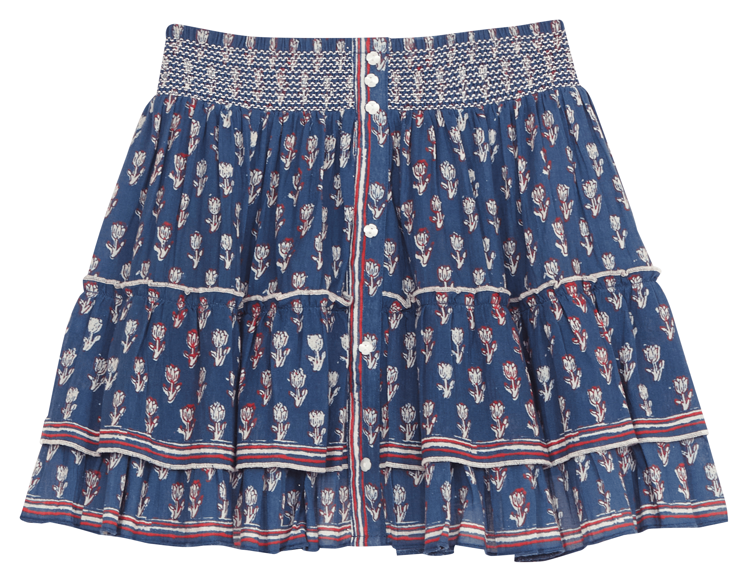Short printed flounced skirt M.A.B.E Blue