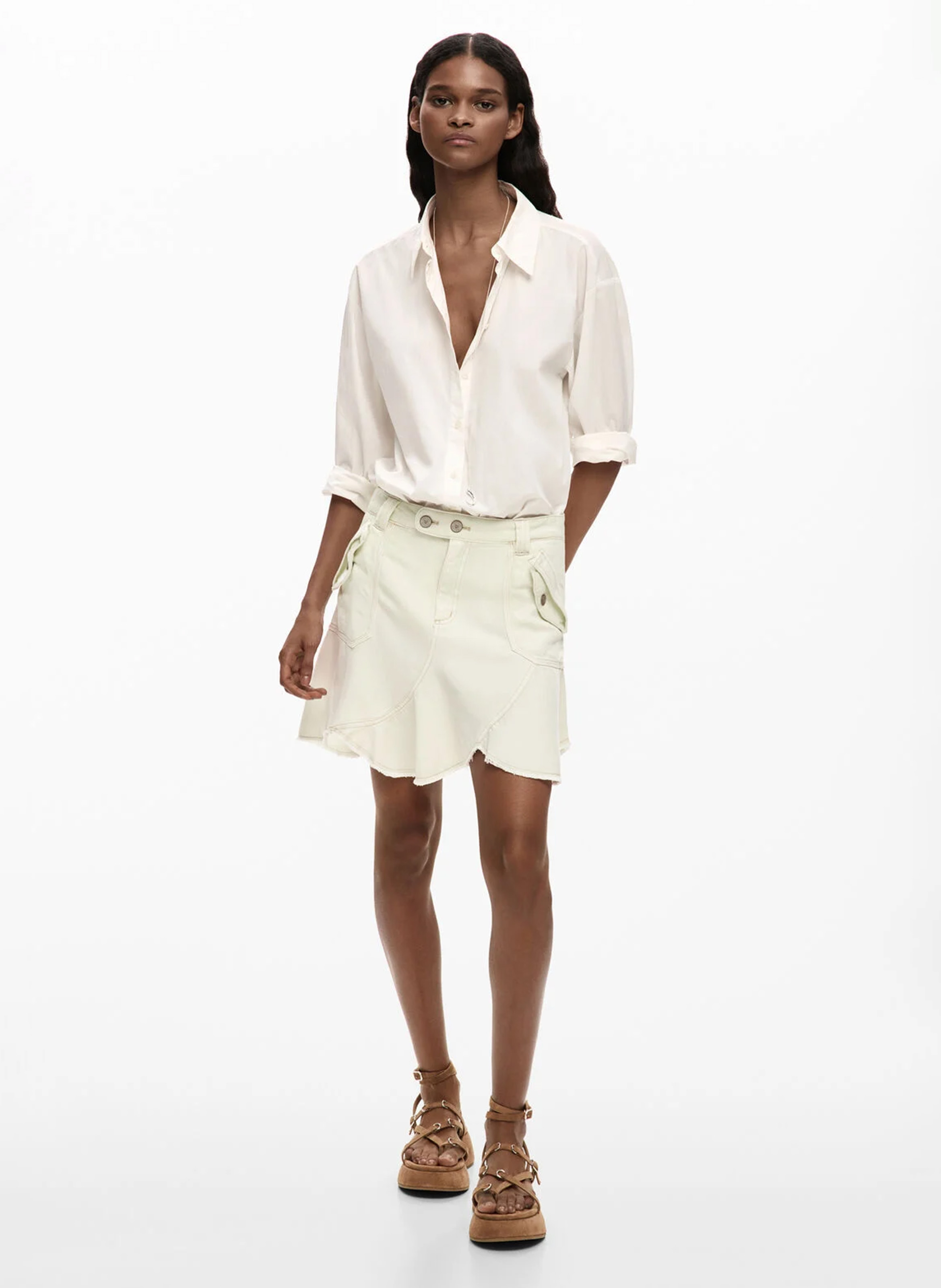 Jupe courte évasée DESIGUAL Blanc