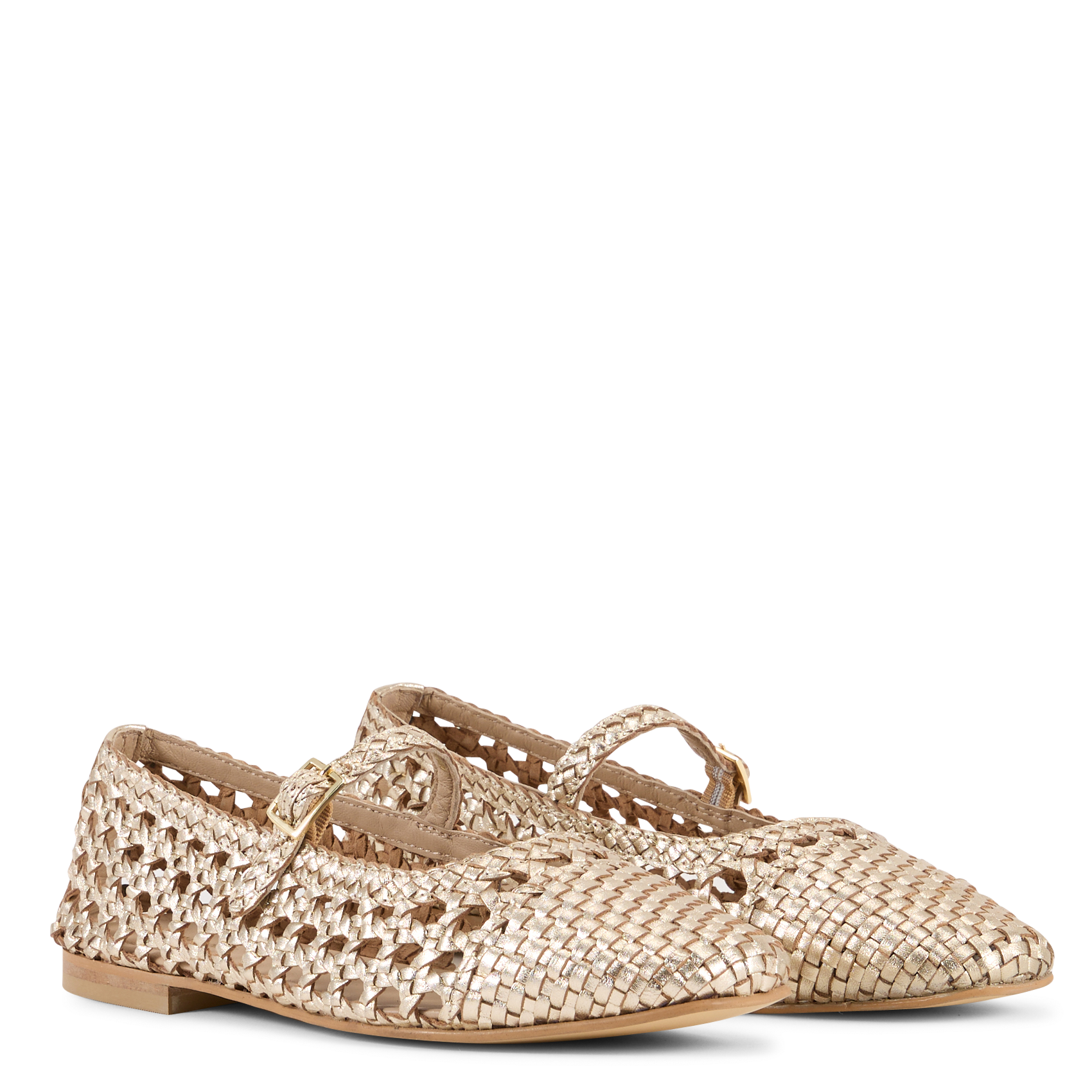 Braided leather strap ballerina flats LA FEE MARABOUTEE Yellow