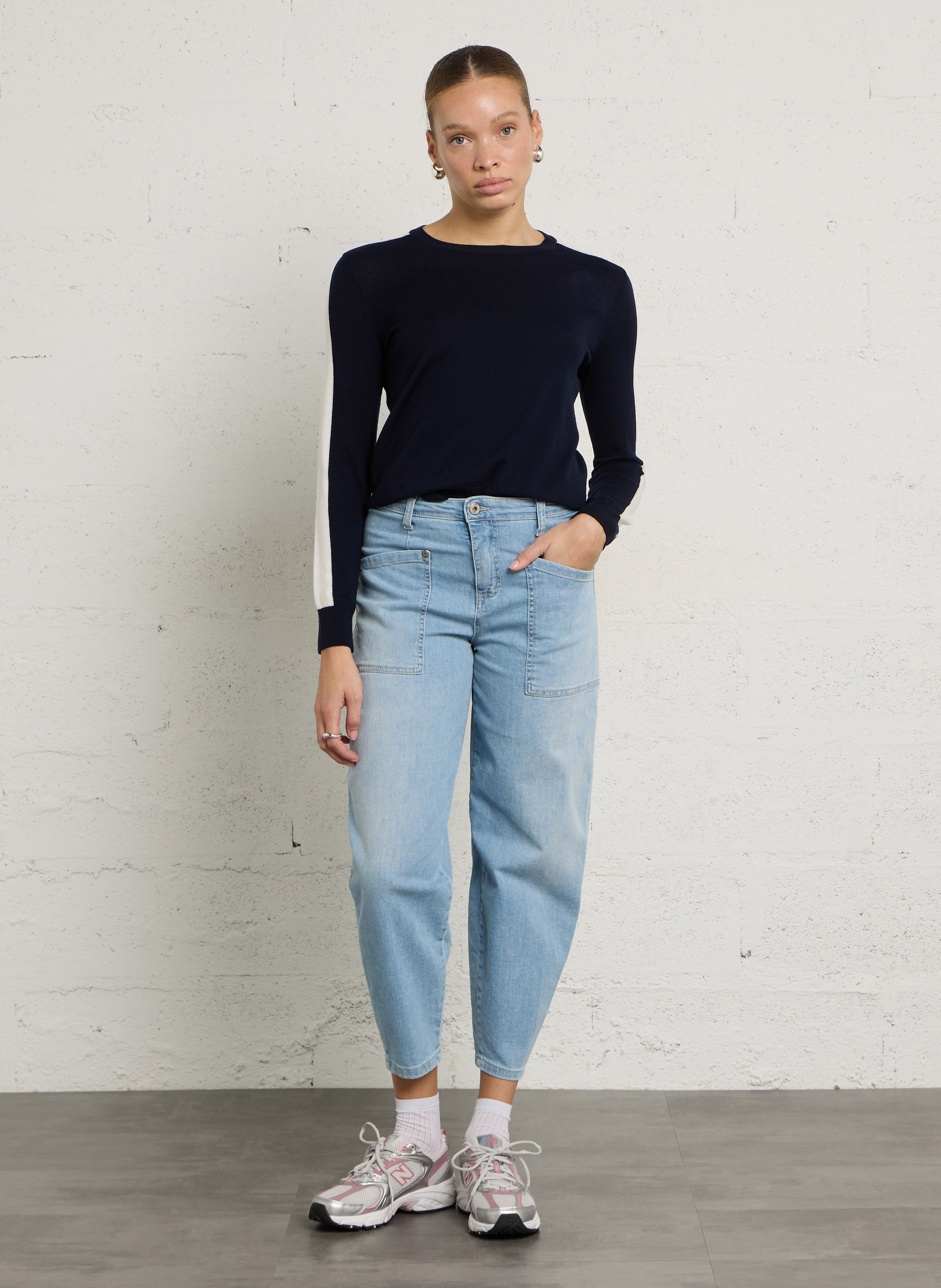 Broek met wijde pijpen van gemengd katoen PLEASE Blauw