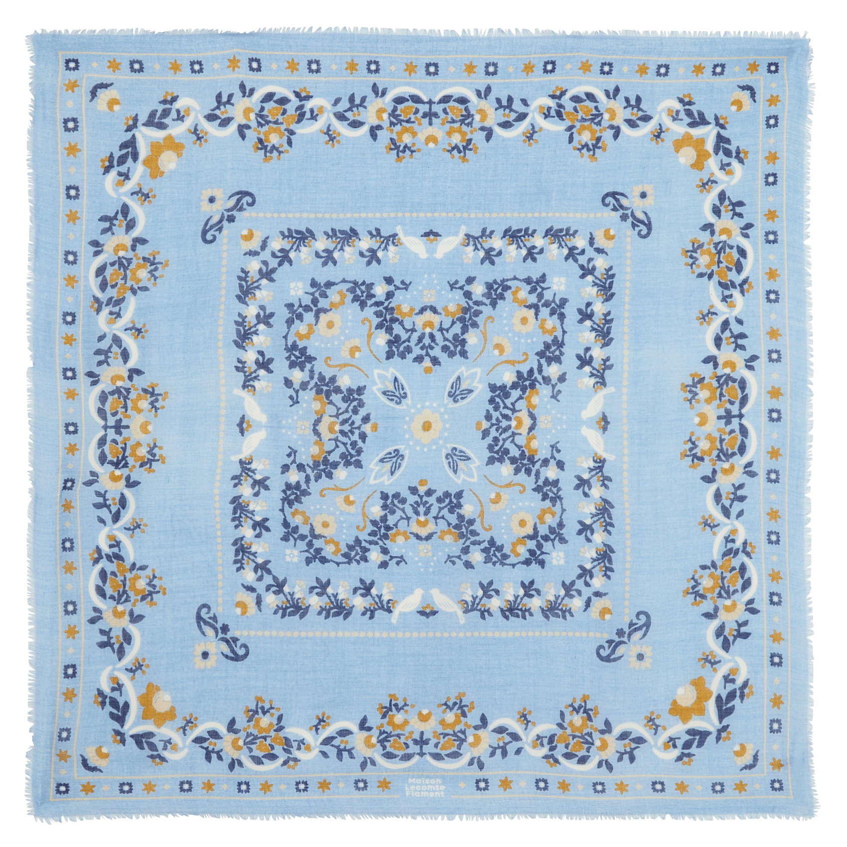 Haddock wool and silk printed scarf MAISON LECOMTE FLAMENT