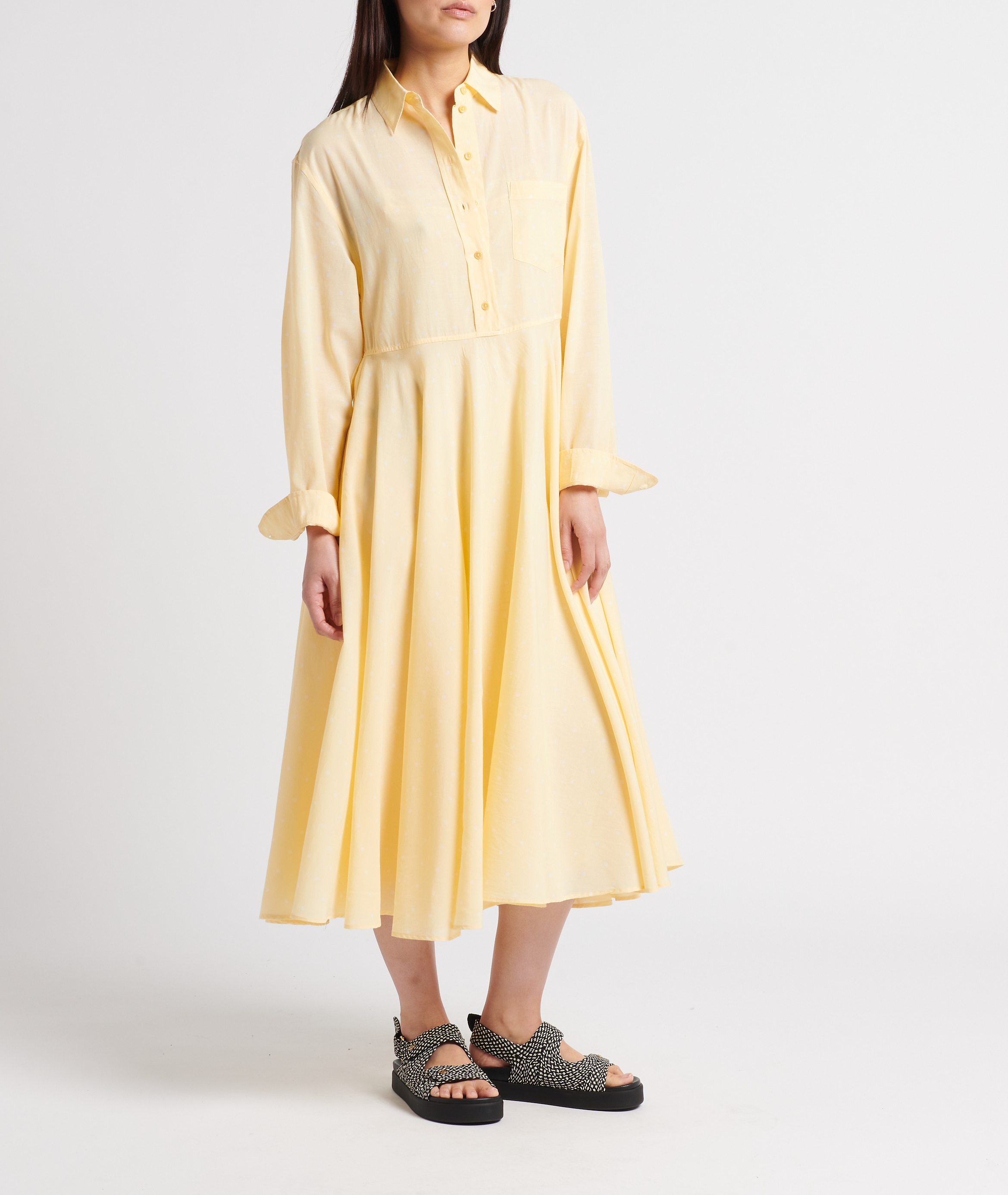 Hemd-Kleid aus Baumwollvoile LAURENCE BRAS Gelb