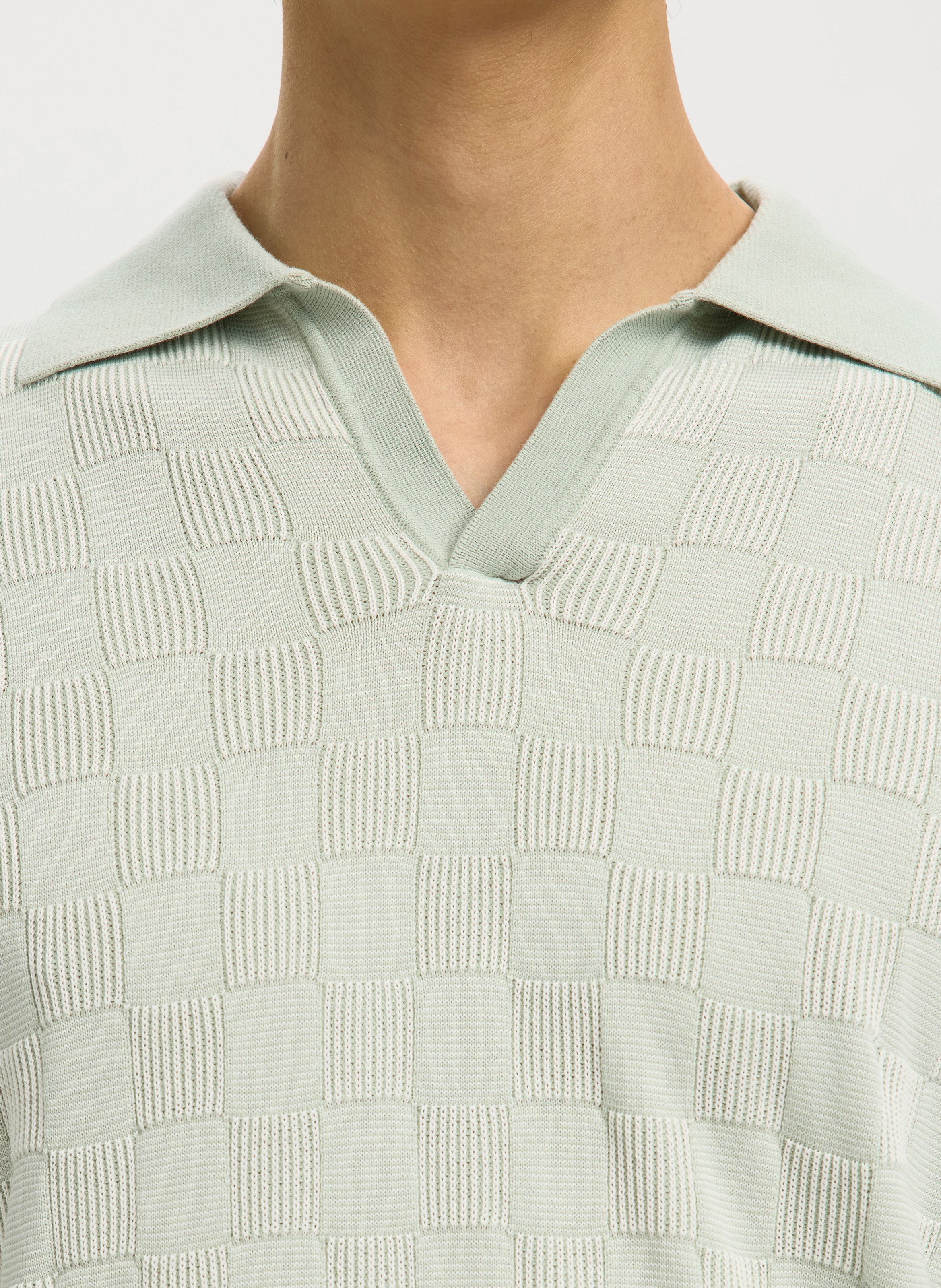 Polo met jacquardmotief en korte mouw SELECTED Groen