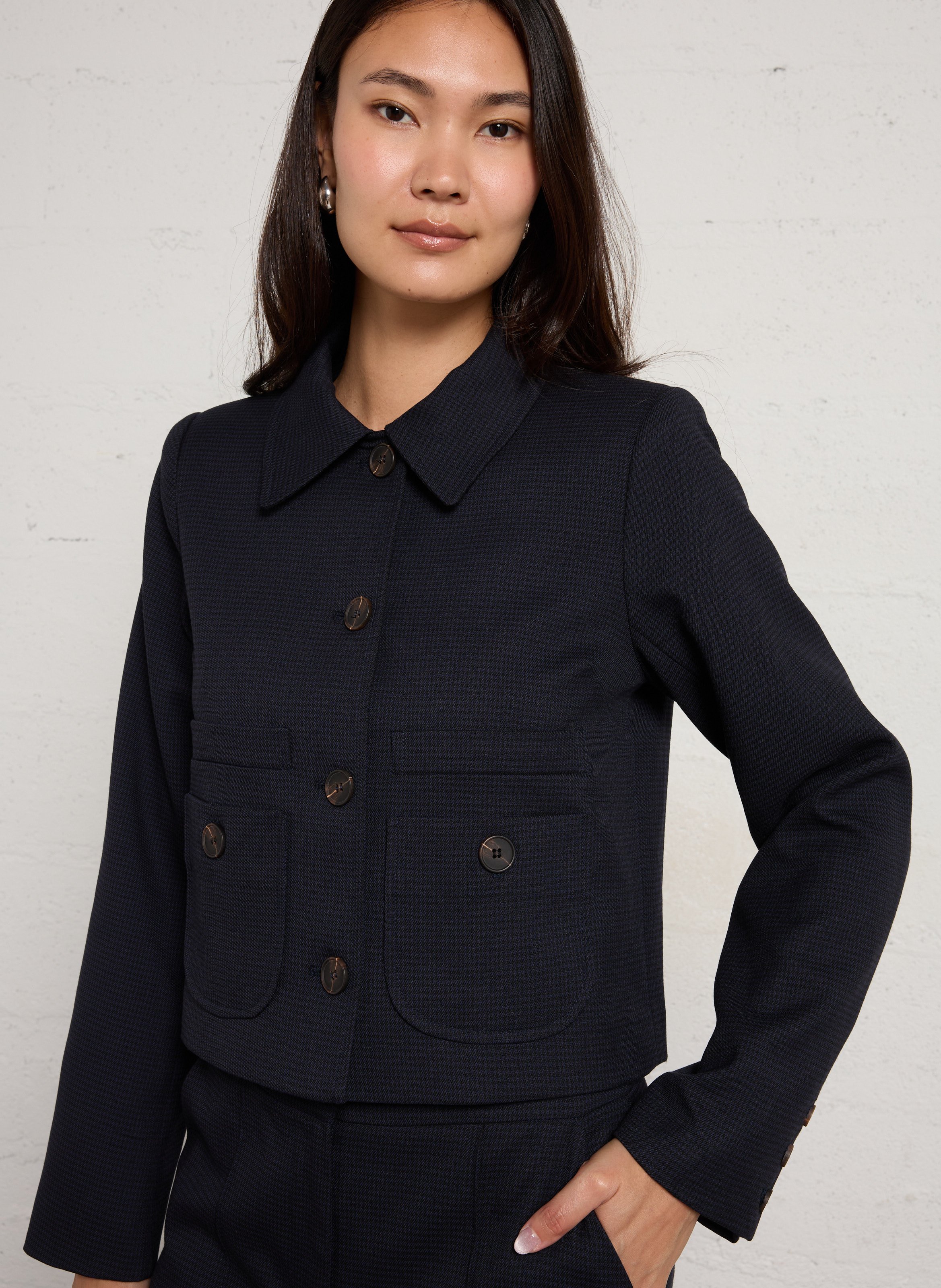 Gerade geschnittene Jacke mit klassischem Kragen SUNCOO Blau