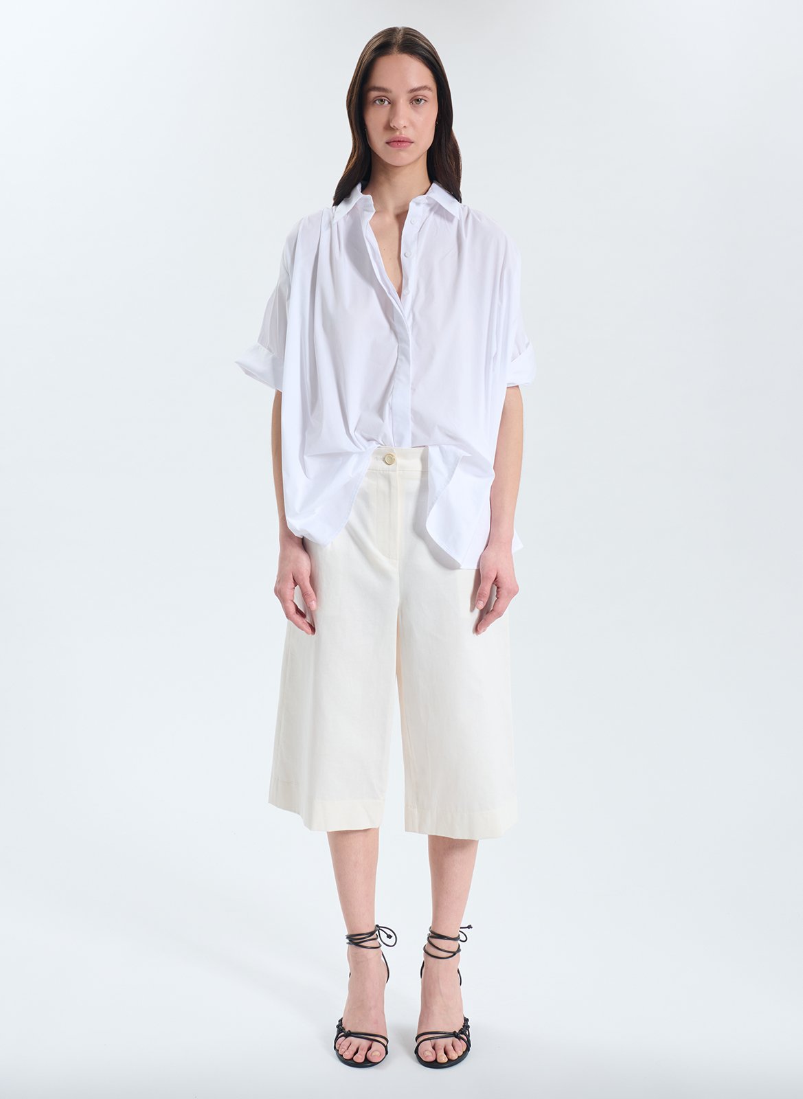 Bluse aus Baumwoll-Mix mit klassischem Kragen ZAPA Weiss