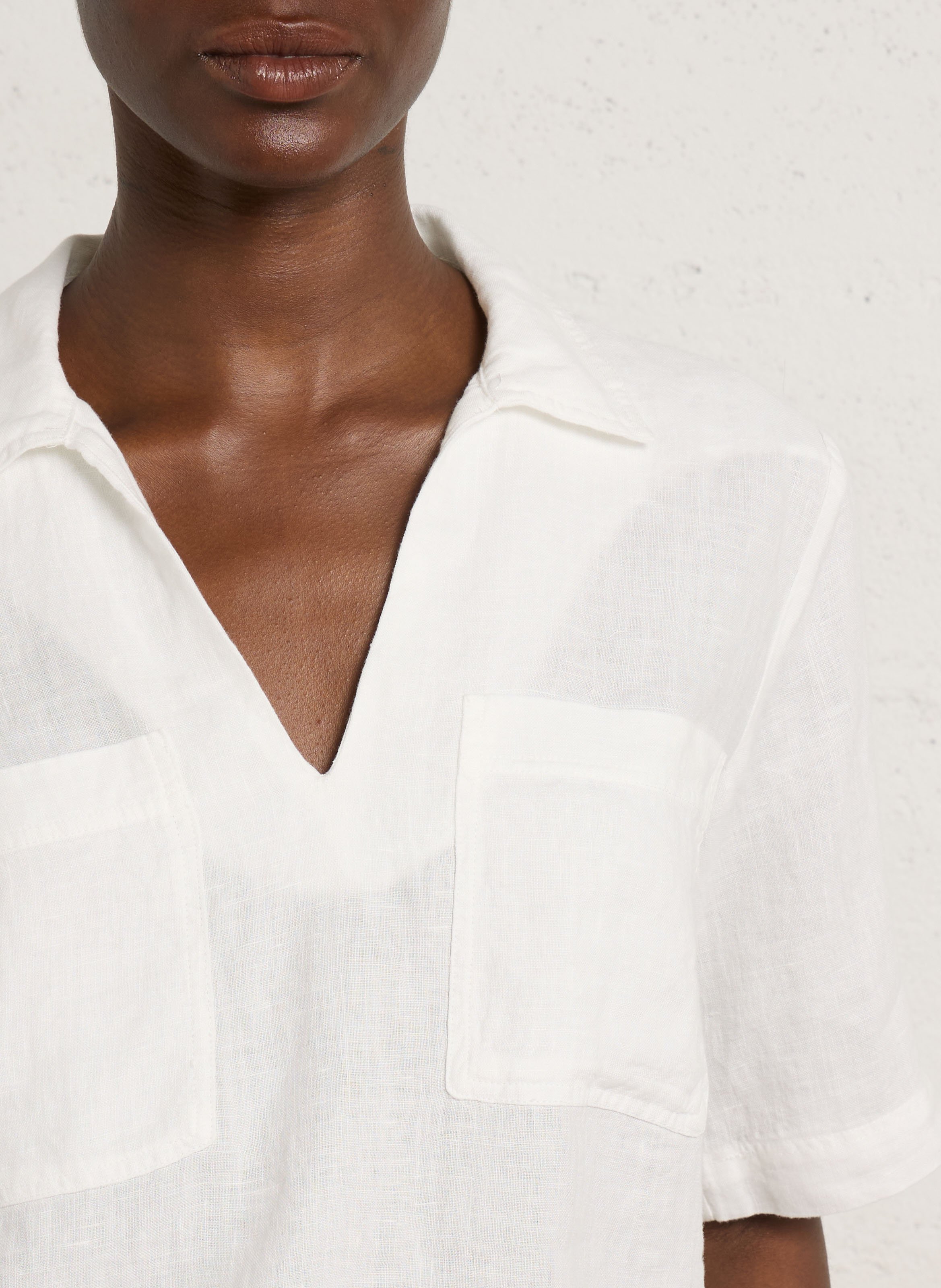 Blouse met overhemdkraag van linnen MAISON 123 Beige