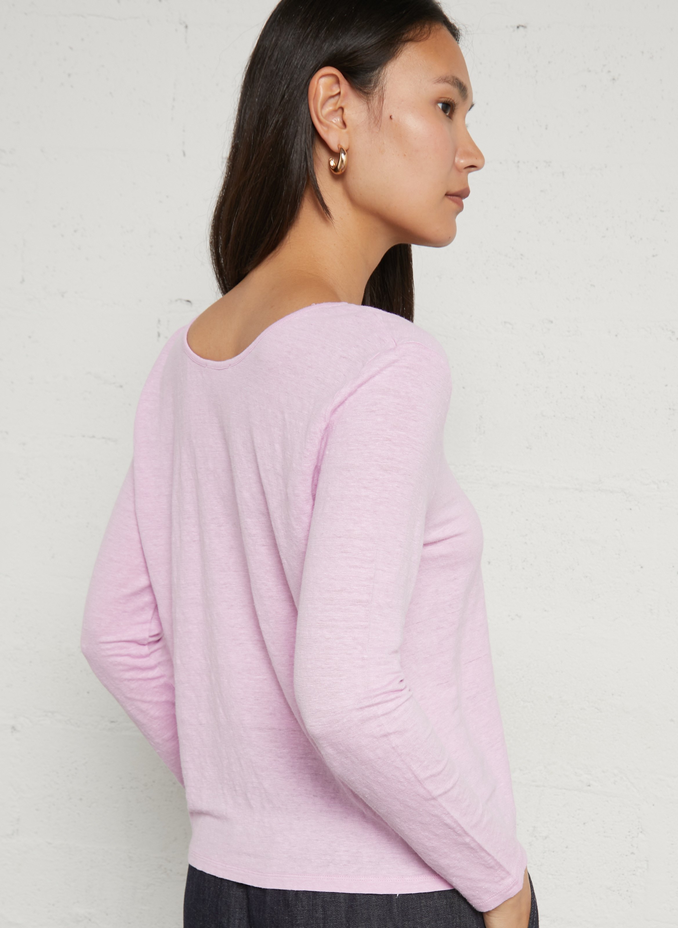 Tee-shirt droit col rond uni AMERICAN VINTAGE Violet