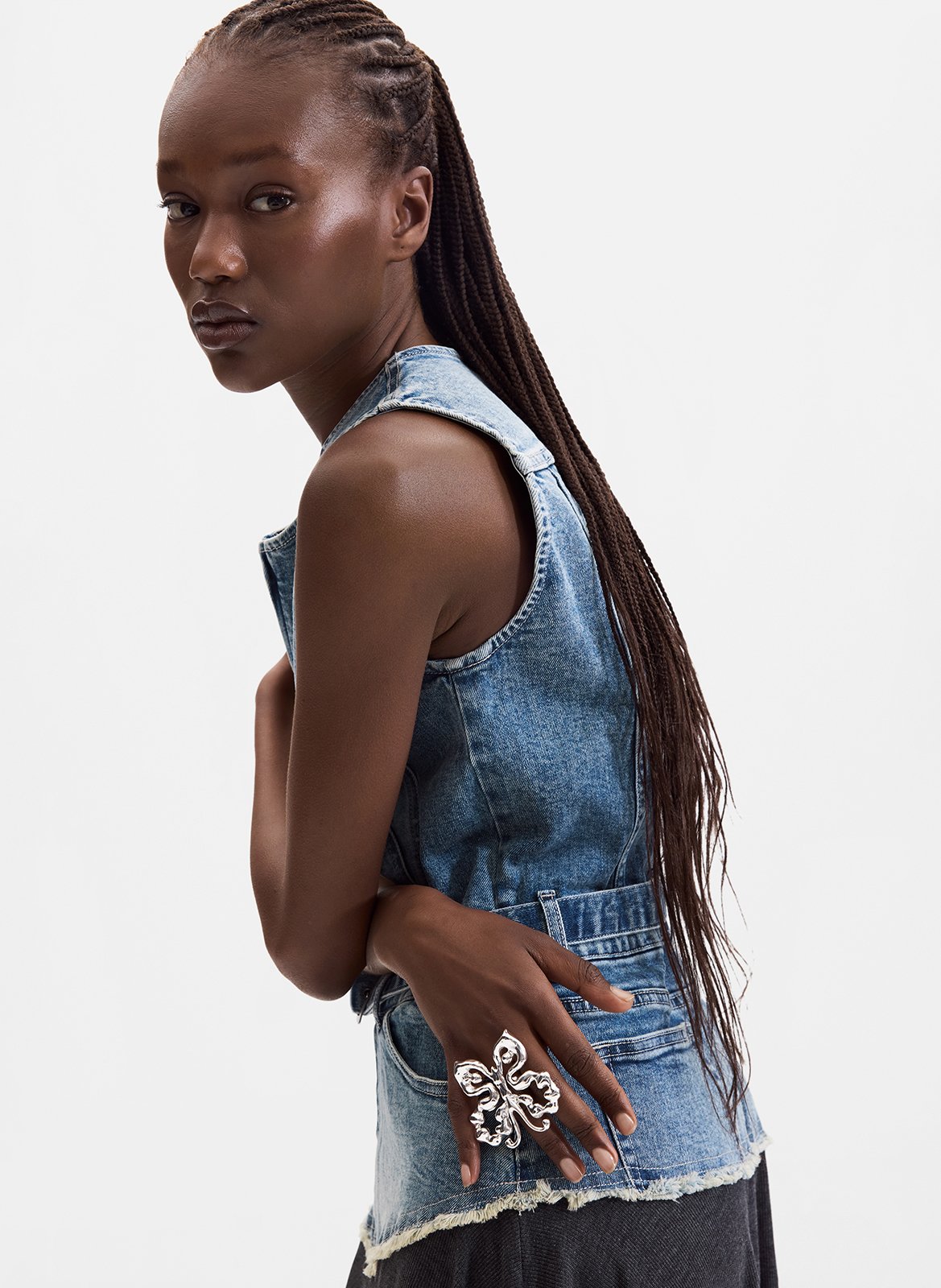Short round-neck cotton-blend dress DESIGUAL Blue
