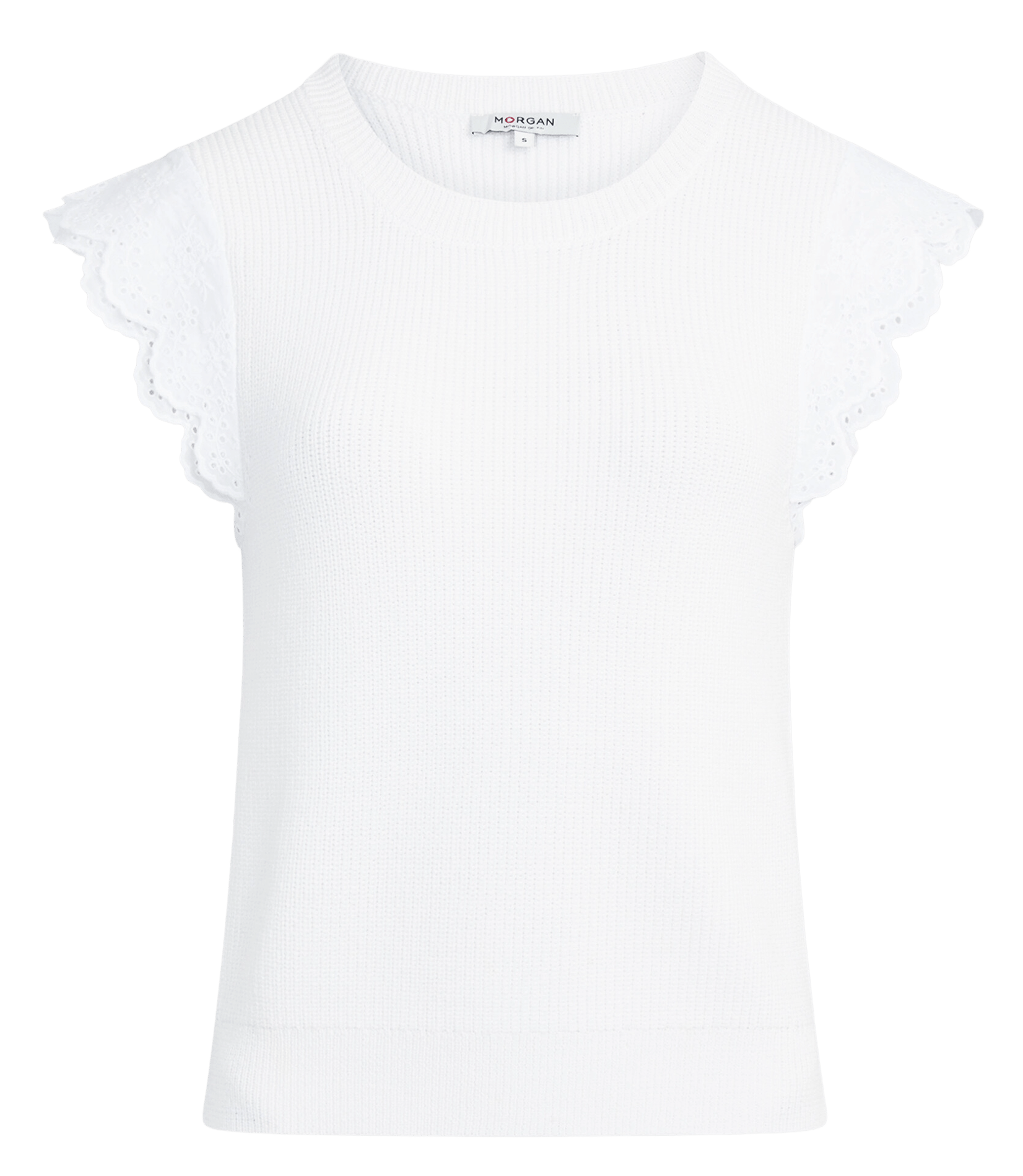 Tee-shirt droit à manches brodées MORGAN Blanc