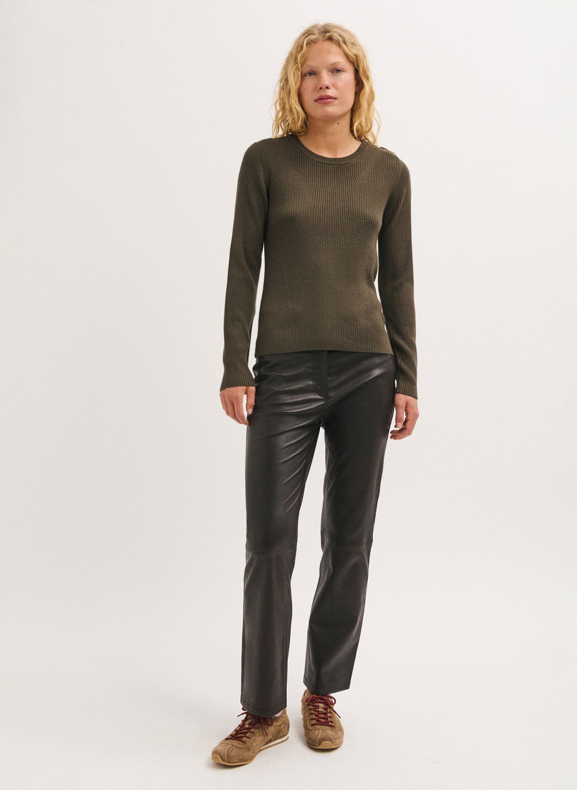 Fitted wool blend sweater PABLO Khaki