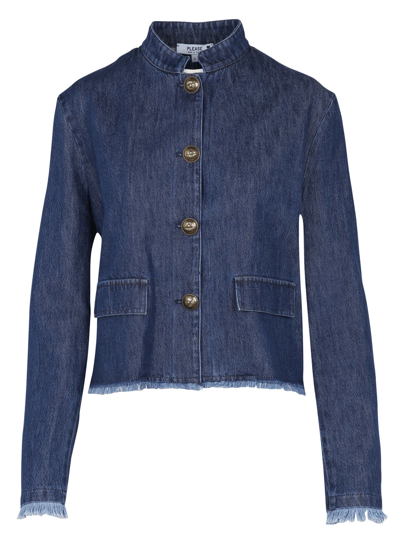 Veste droite denim en coton mélangé PLEASE Bleu