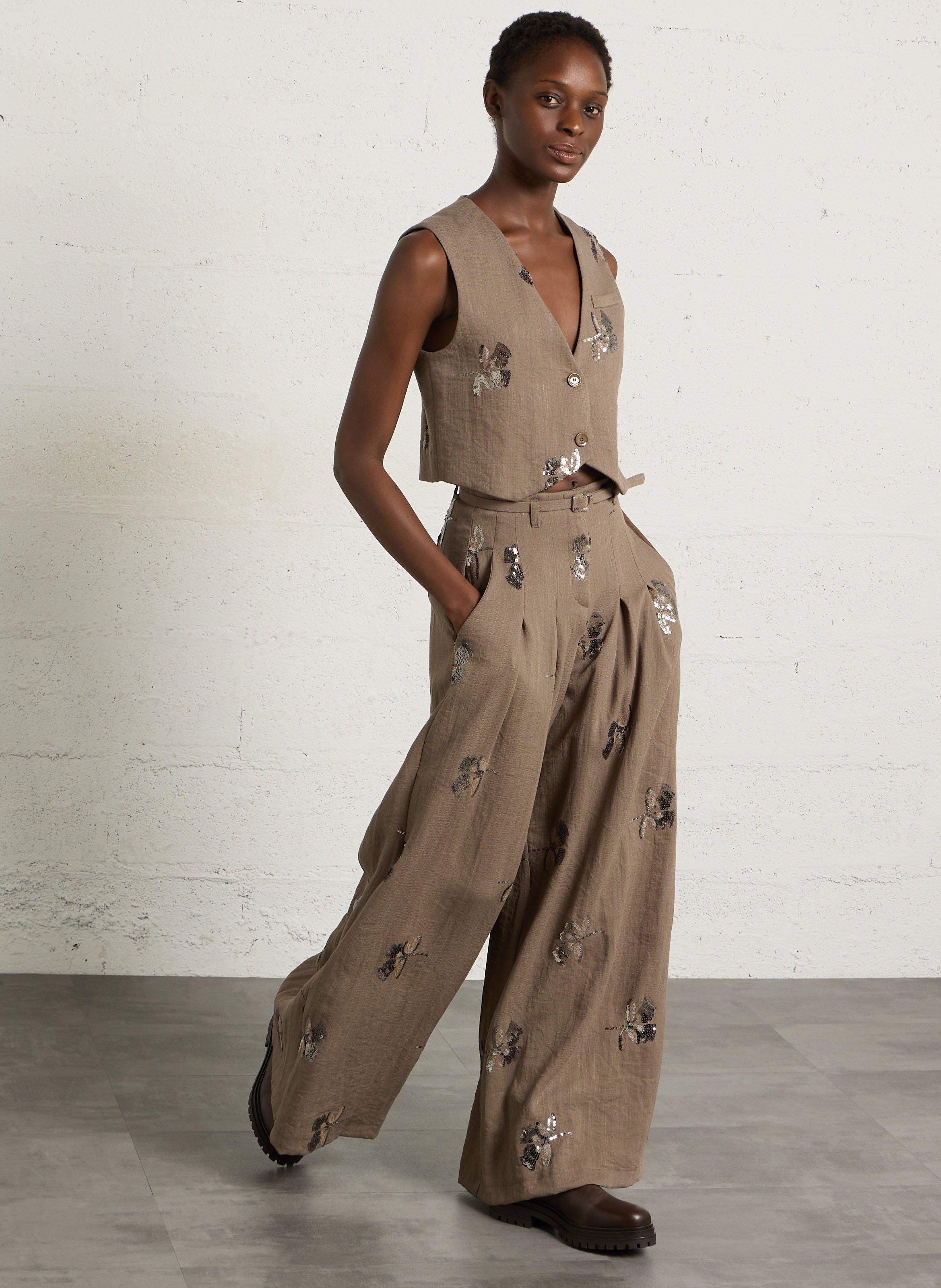 Wide-leg sequined pants IMPERIAL Green